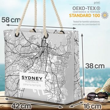 VOID Strandtasche (1-tlg), Sydney Karte Beach Bag Australien Oper Backpacker Stadtkarte Stadtplan Land