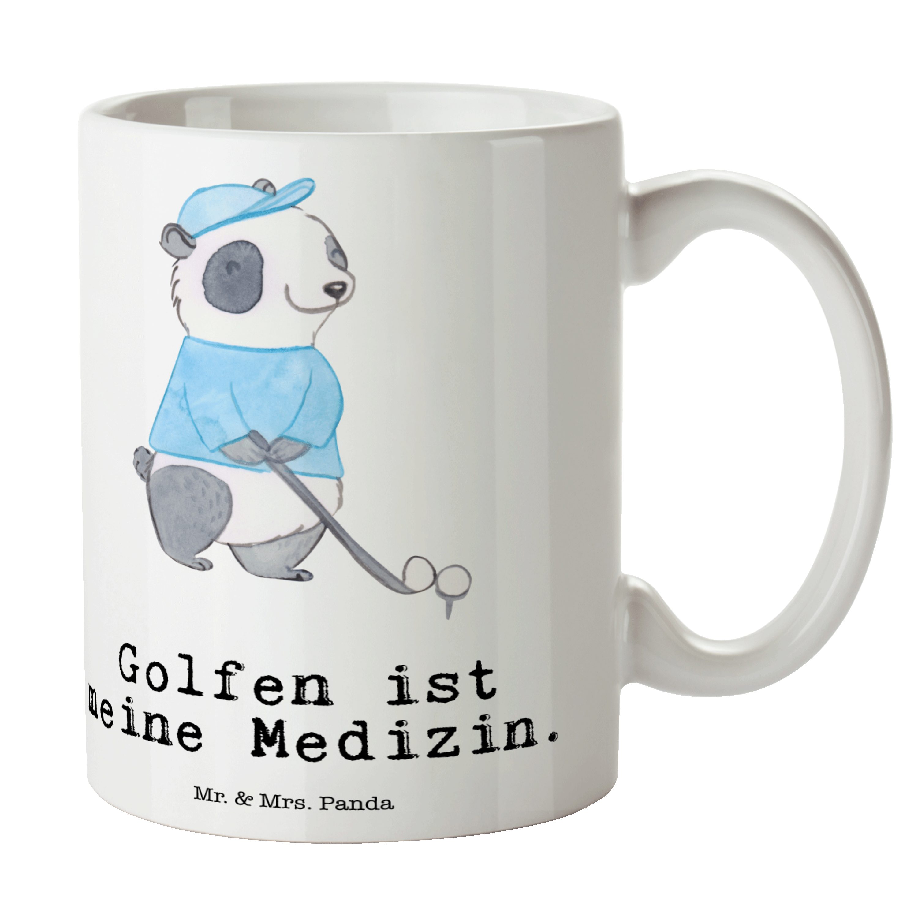 Mr. & Mrs. Panda Tasse Panda Golfen Medizin - Weiß - Geschenk, Golf Verein, Auszeichnung, Be, Keramik