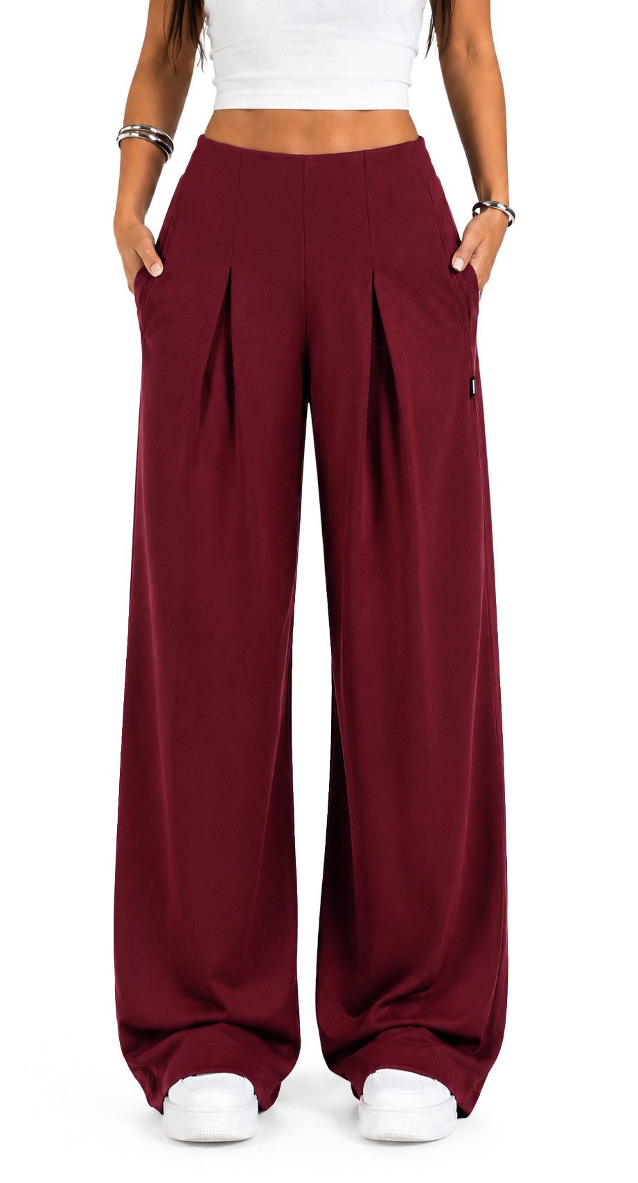 Smilodox Jogginghose Vanea Sweatpants Damen, Loose Fit, Wide Leg, Gym & Freizeit Slip-On, elastisch, weiches Strickmaterial, Bewegungsfreiheit
