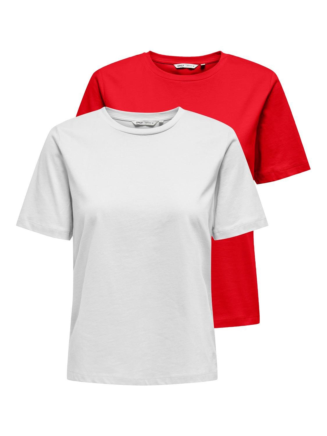 ONLY Kurzarmshirt "ONLONLY S/S TEE NOOS 2 PACK", (Packung, 2 tlg.) günstig online kaufen