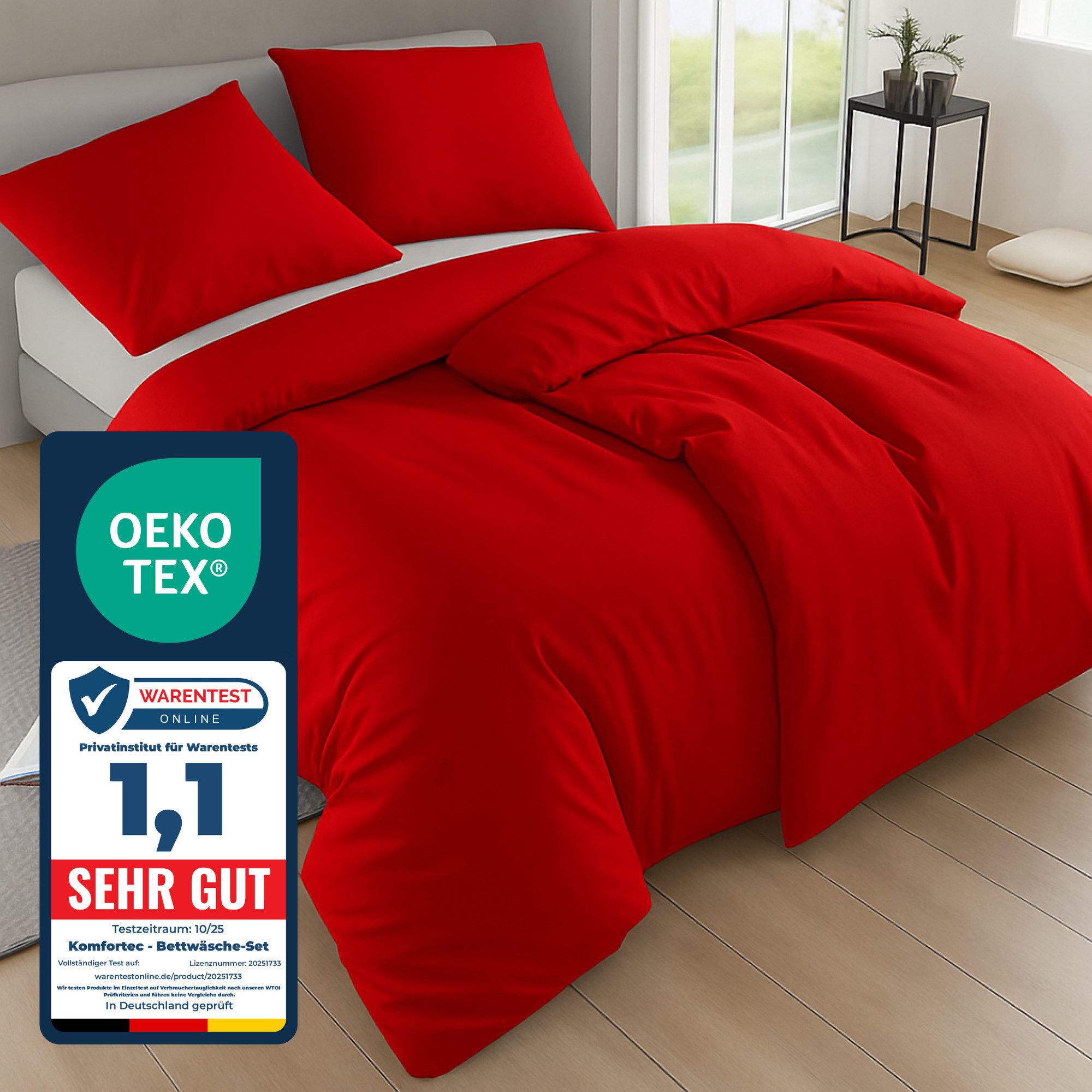 Komfortec Bettwäsche Premium, 135 x 200 bis 220 x 240 cm, 6 verschiedene Größen zur Auswahl, gebürstet 100% Mikrofaser, 4 teilig, Superweiches Bettwäsche-Set, Knitterfrei, Atmungsaktiv