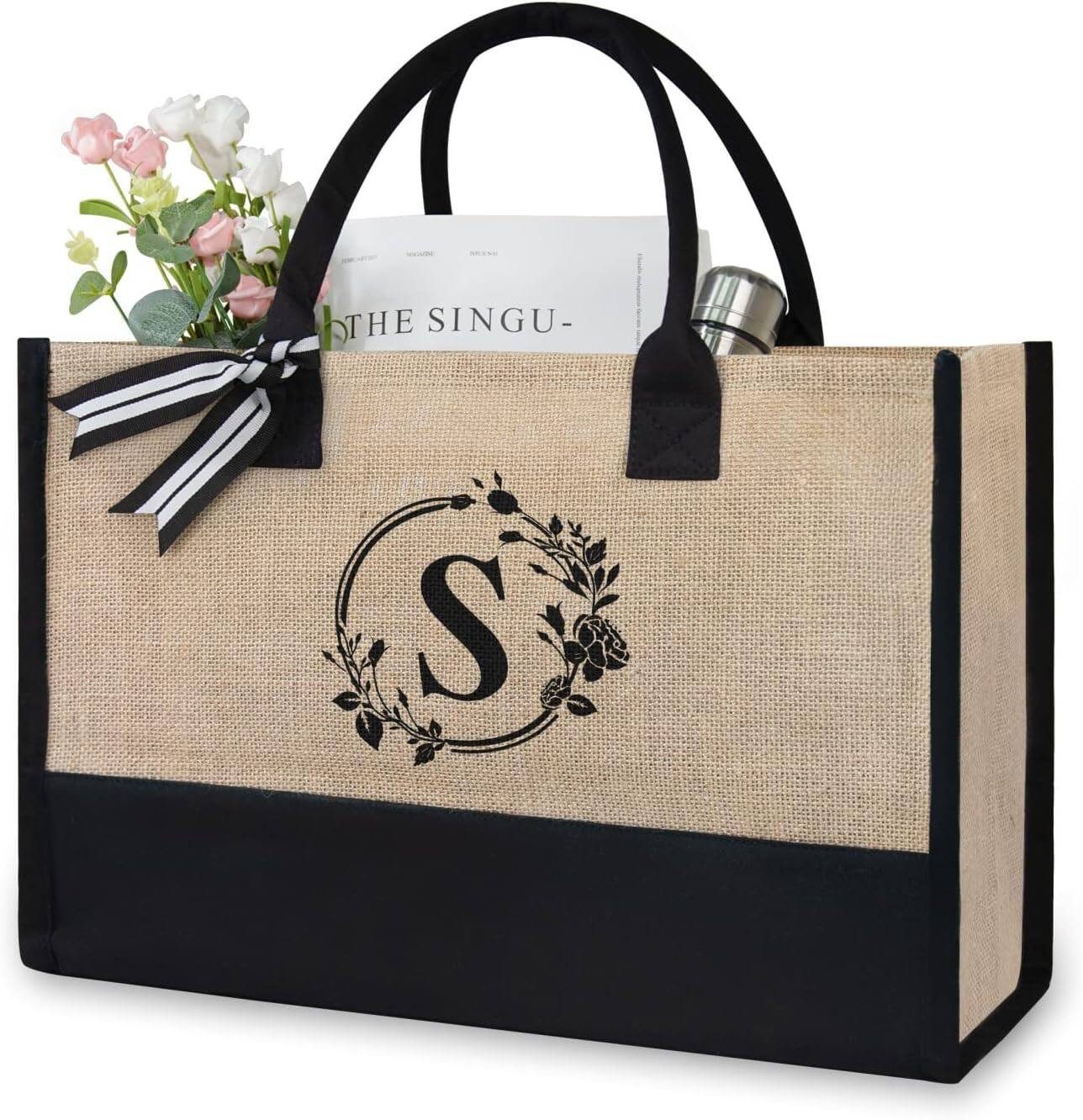 HAUSS SPOLE Henkeltasche Freizeittasche Tragetasche Canvas Einkaufstasche (Zeitungskorb Einkaufstasche Shopper Shopping Bag mit Top Griff, Schultertasche, Unitasche, Einkaufskorb, Einkaufsshopper), für Damen Frauen Jungen Freizeit Arbeit Business Schule Büro Einkaufen