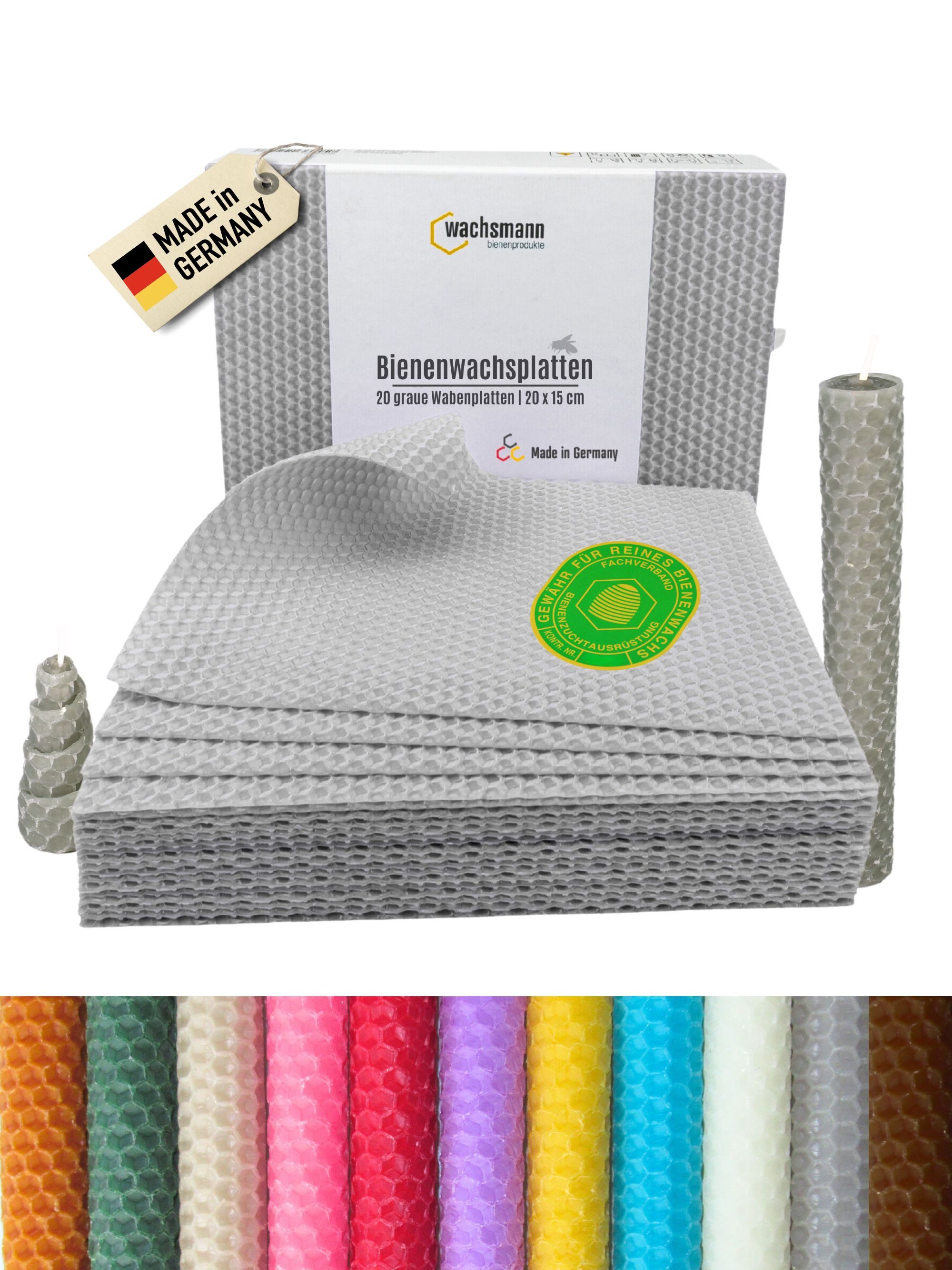 Wachsmann Bienenprodukte Bastelnaturmaterial Bienenwachsplatten, 20 x 15 cm, 20 Stück, 100% echtes Bienenwachs