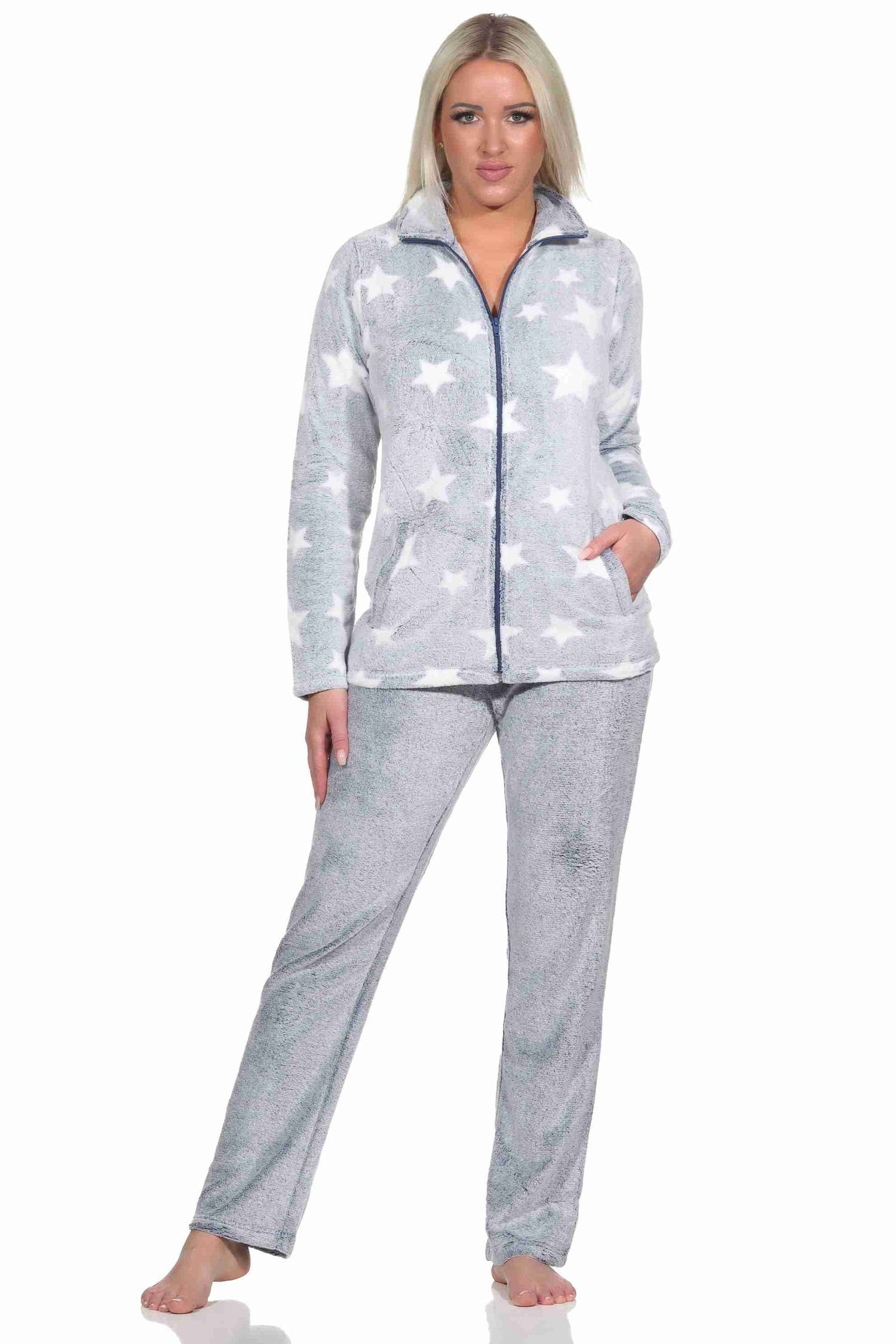 Normann Relaxanzug Damen Hausanzug in Sterneoptik aus kuschelig warmen Coralfleece – Bild 4 von 4