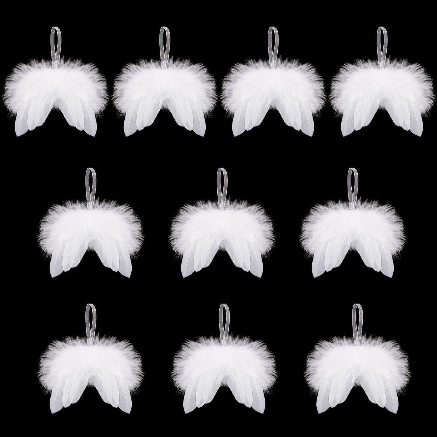 LuxusKollektion Christbaumschmuck Engelsflügel Deko 10er Set Weiss 8x8cm