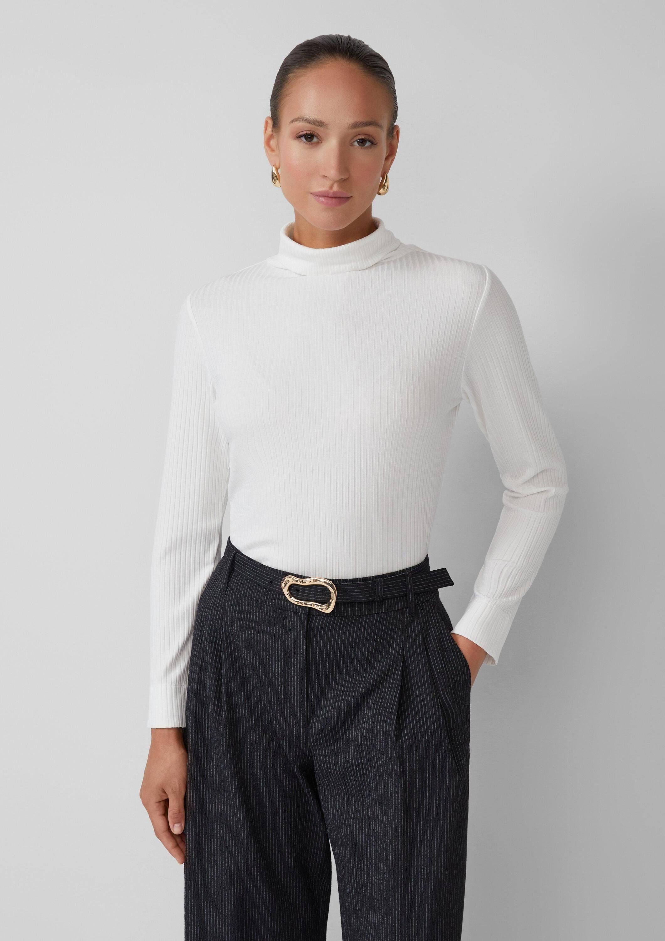 s.Oliver Langarmshirt T-Shirt Gerippter Rollkragenpullover im günstig online kaufen