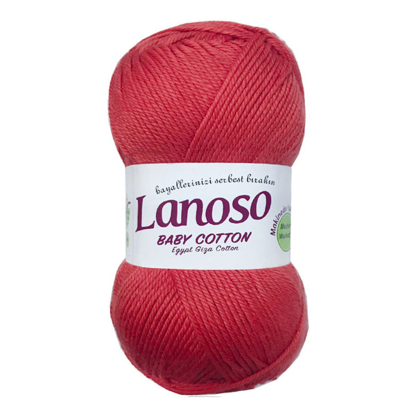 Lanoso 5 x 100g Strickgarn Baby Cotton 100 Häkelwolle, 210 m, 938 lachsrot