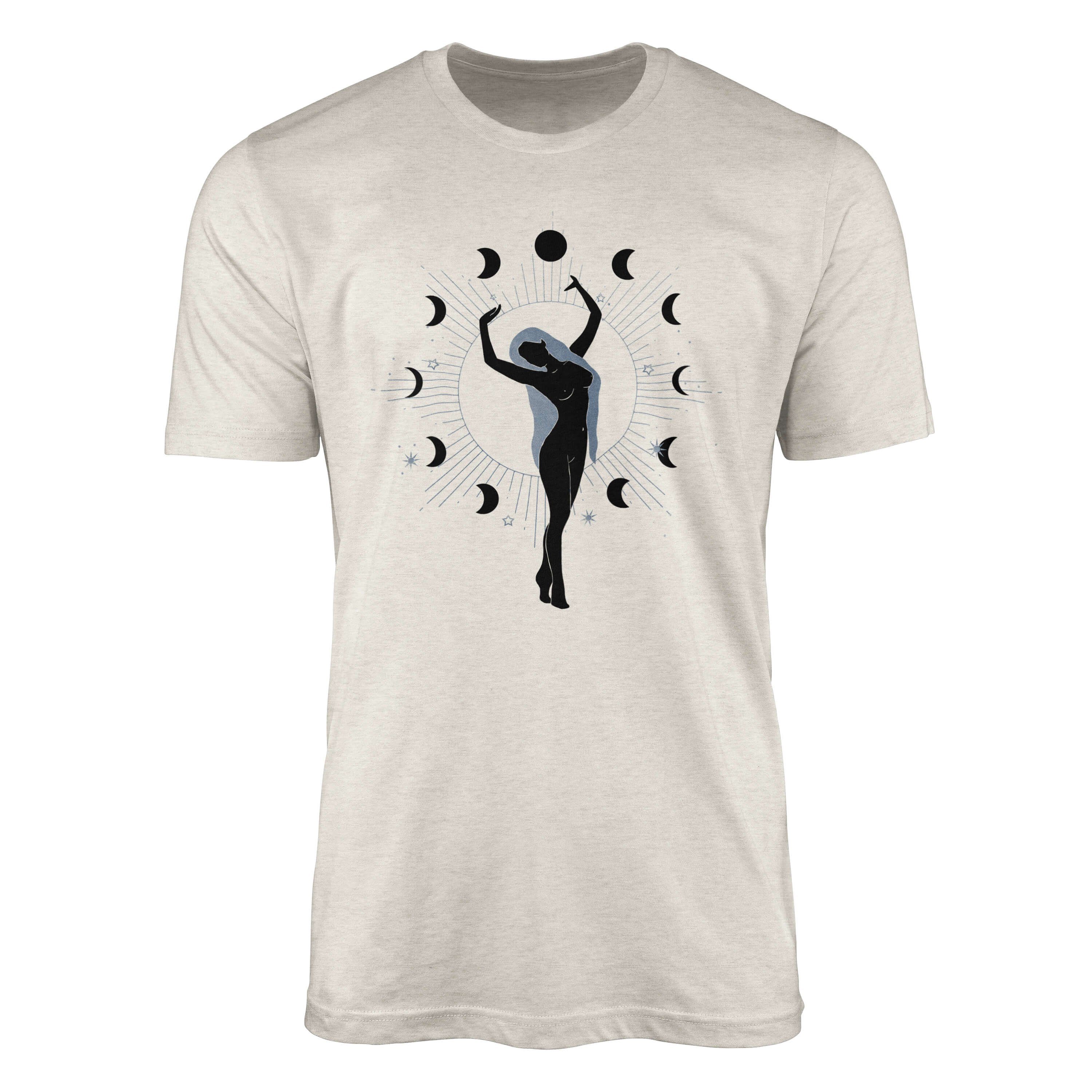 Sinus Art T-Shirt Herren Shirt 100% gekämmte Bio-Baumwolle T-Shirt Mondzyklus schöne Frau Motiv Nachhaltig Ökomode au (1-tlg)