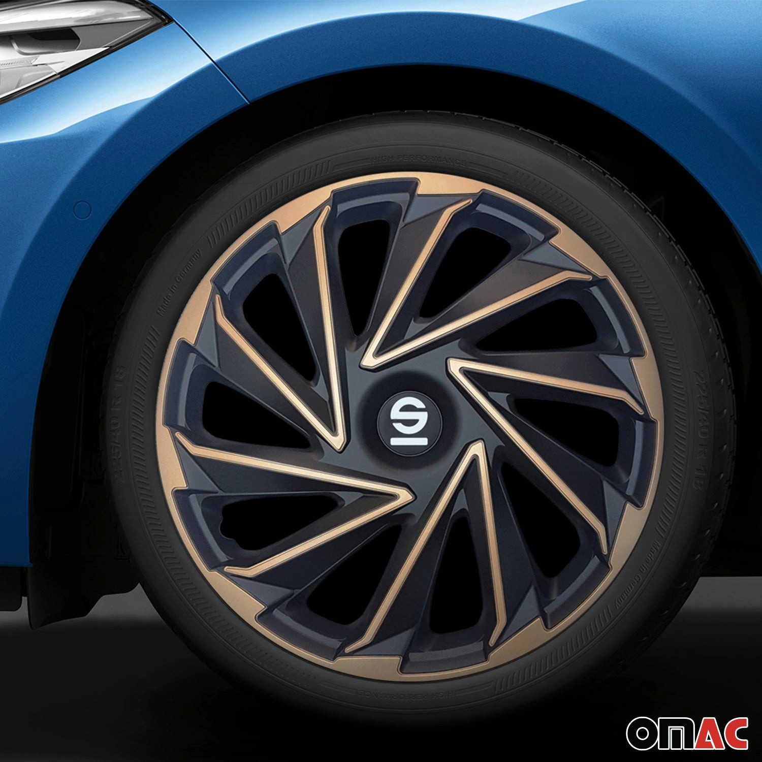 OMAC Radkappen Sparco 14 Zoll Roma Silber Grau 4tlg, (4-St) Einfache Installation, Haltbar