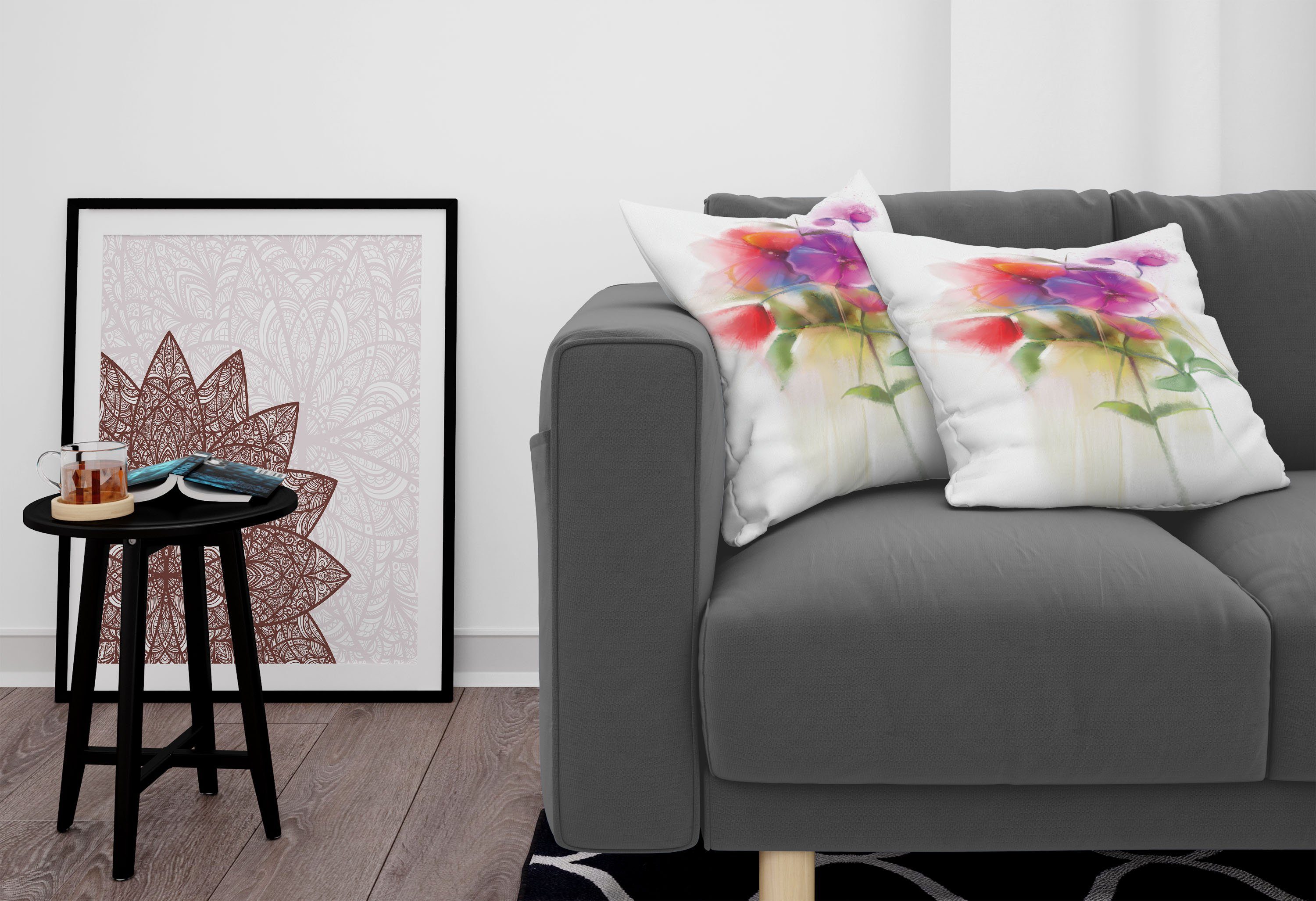 Kissenbezüge Modern Accent Doppelseitiger Digitaldruck, Abakuhaus Floral (2 Pastell Orchidee Blühende Stück)
