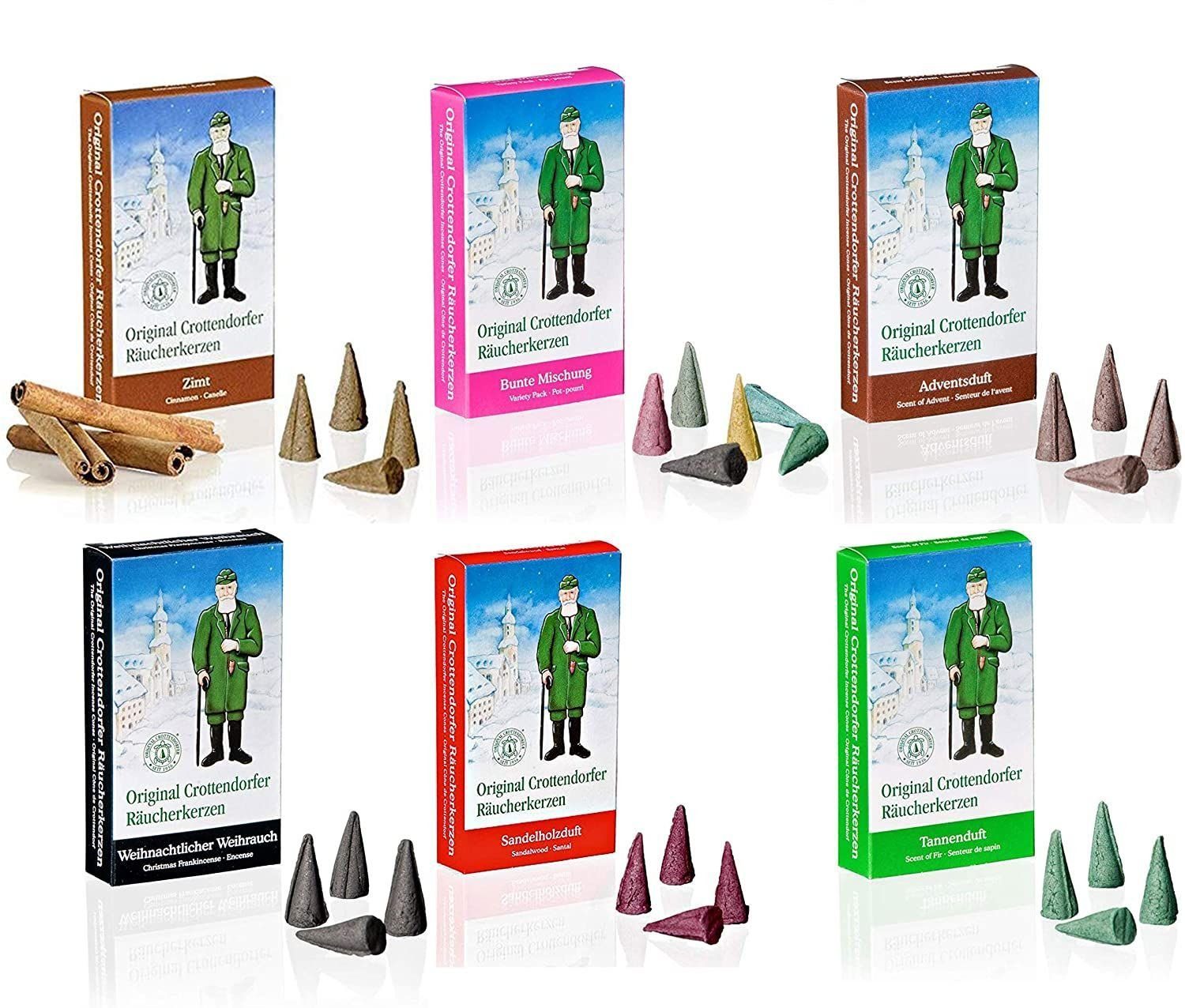 Crottendorfer Duftkerze 6 Päckchen Räucherkerzen- Bunte Mischung, Zimt, Adv günstig online kaufen