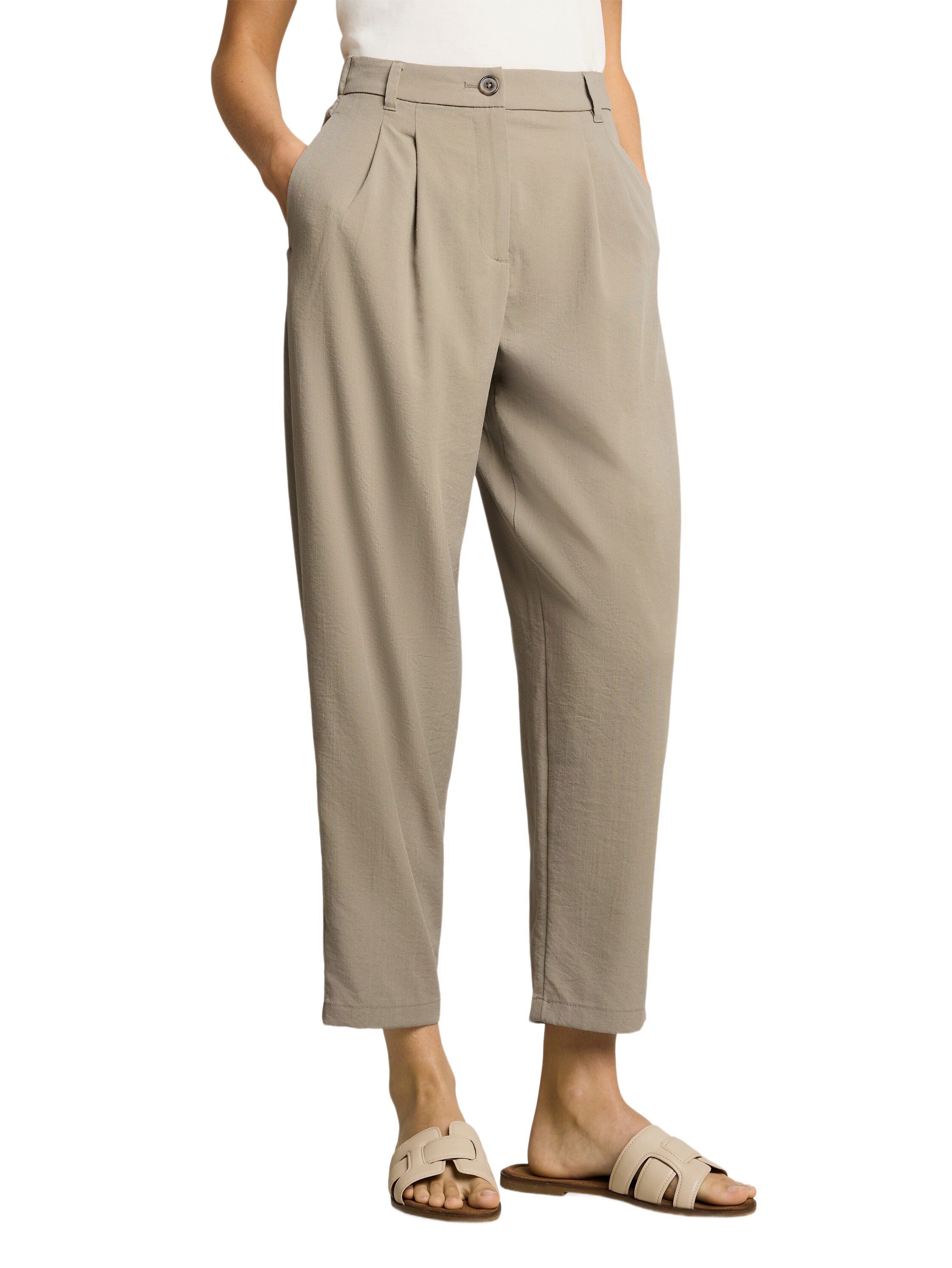 TOM TAILOR 7/8-Hose H natur, Casual, Viskose, Unifarben, Barrel Fit
