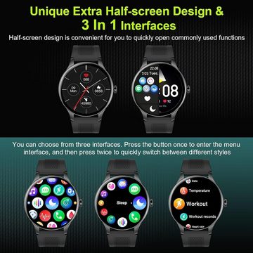 LiveGo für Männer und Frauen wasserdichte Mit Schlafmonitor Smartwatch (1.3 Zoll, Andriod iOS), Aktivitäts-Fitness-Tracker mit Herzfrequenz-Blutdruck-Sauerstoff