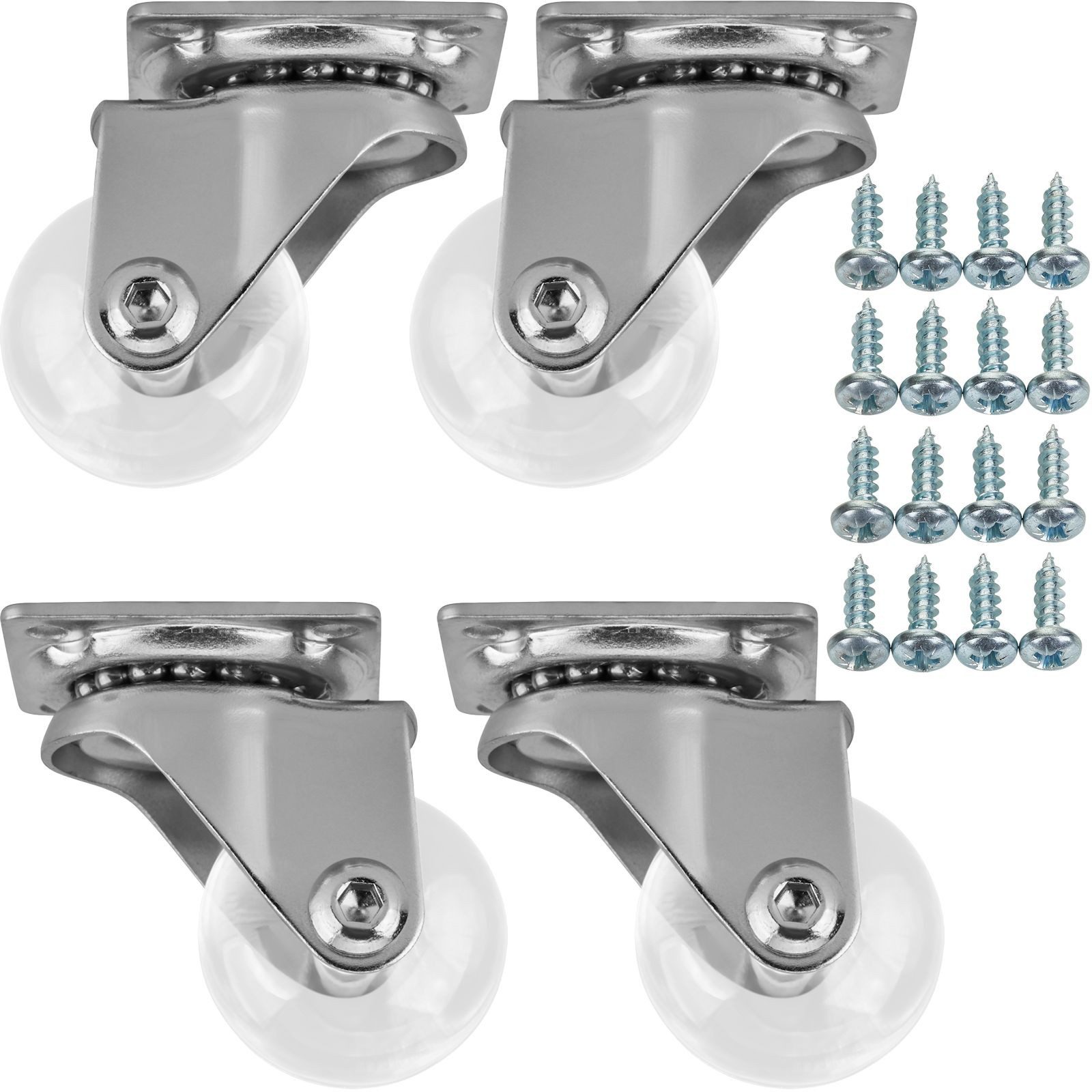 SO-TECH® Möbelrolle Lenkrollen SWIFT inkl. Schrauben, belastbar bis 35 kg / St., (4-St), Ø 35 mm, transparent, ohne Bremse (Feststeller)
