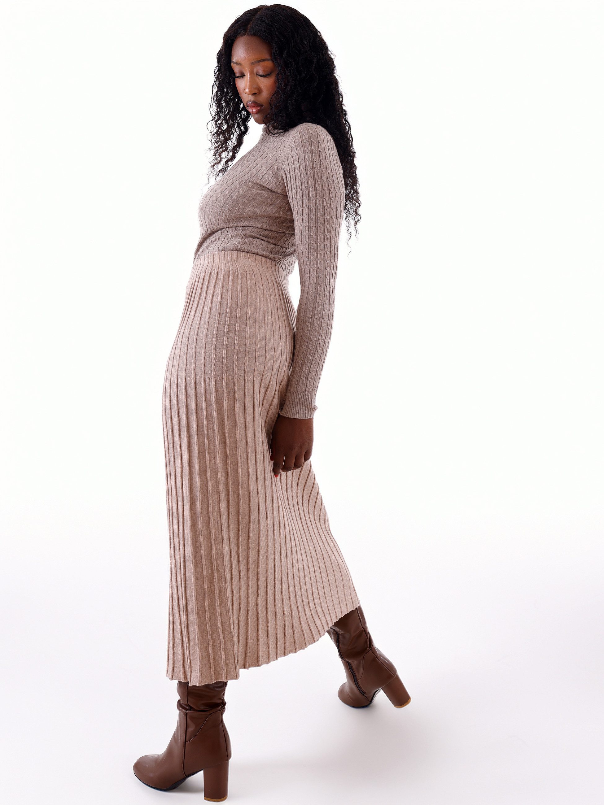 YC Fashion & Style Maxirock Strickrock Midi Rippoptik – elegant & bequem On günstig online kaufen