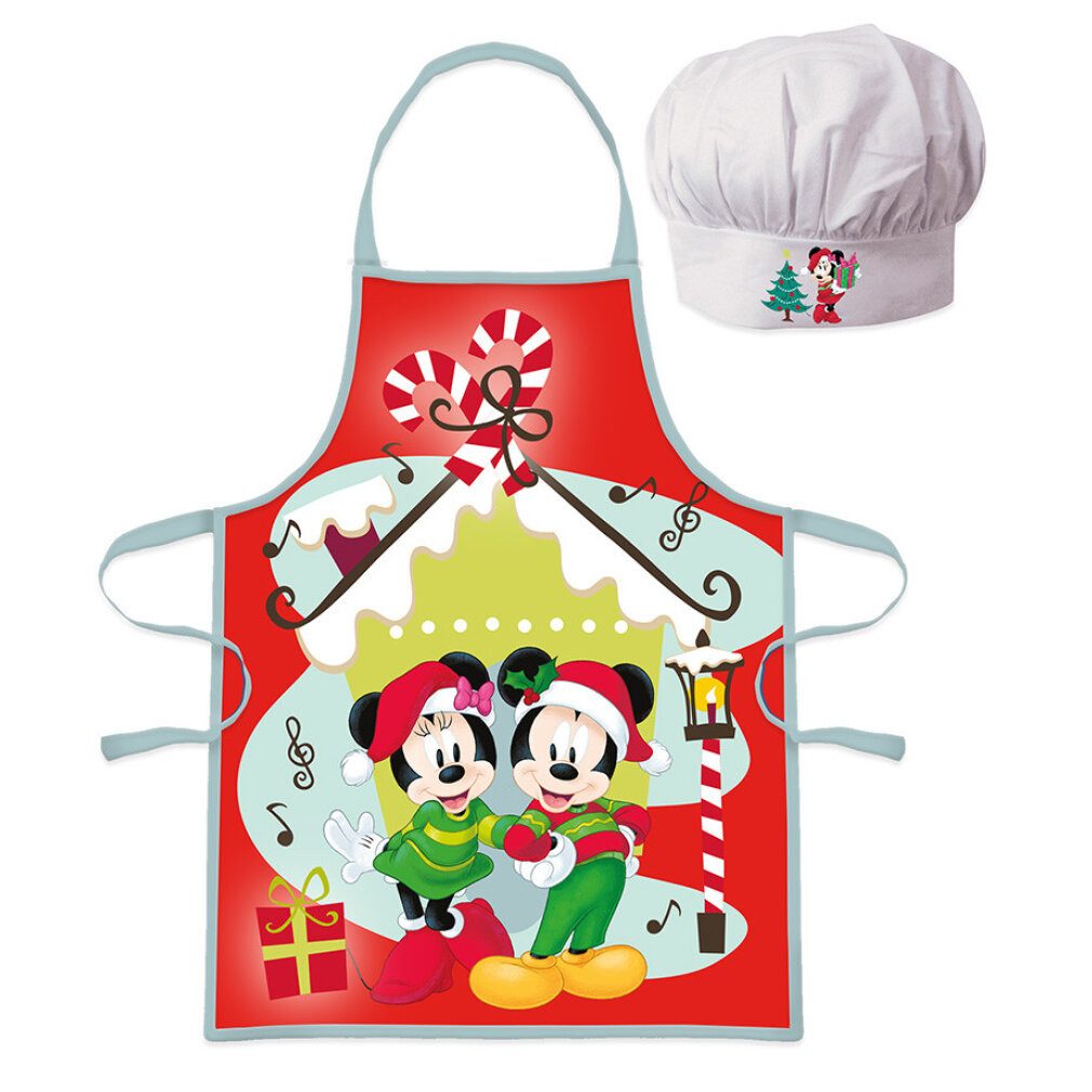 Disney Kochschürze Minnie and Mickey Weihnachtliche Kinder Schürze 2-teiliges Set