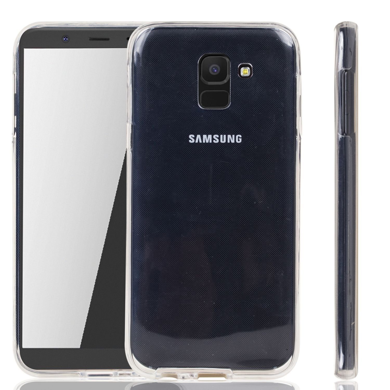 König Design Handyhülle Samsung Galaxy J6, Samsung Galaxy J6 Handyhülle Full-Cover 360 Grad Full Cover Transparent