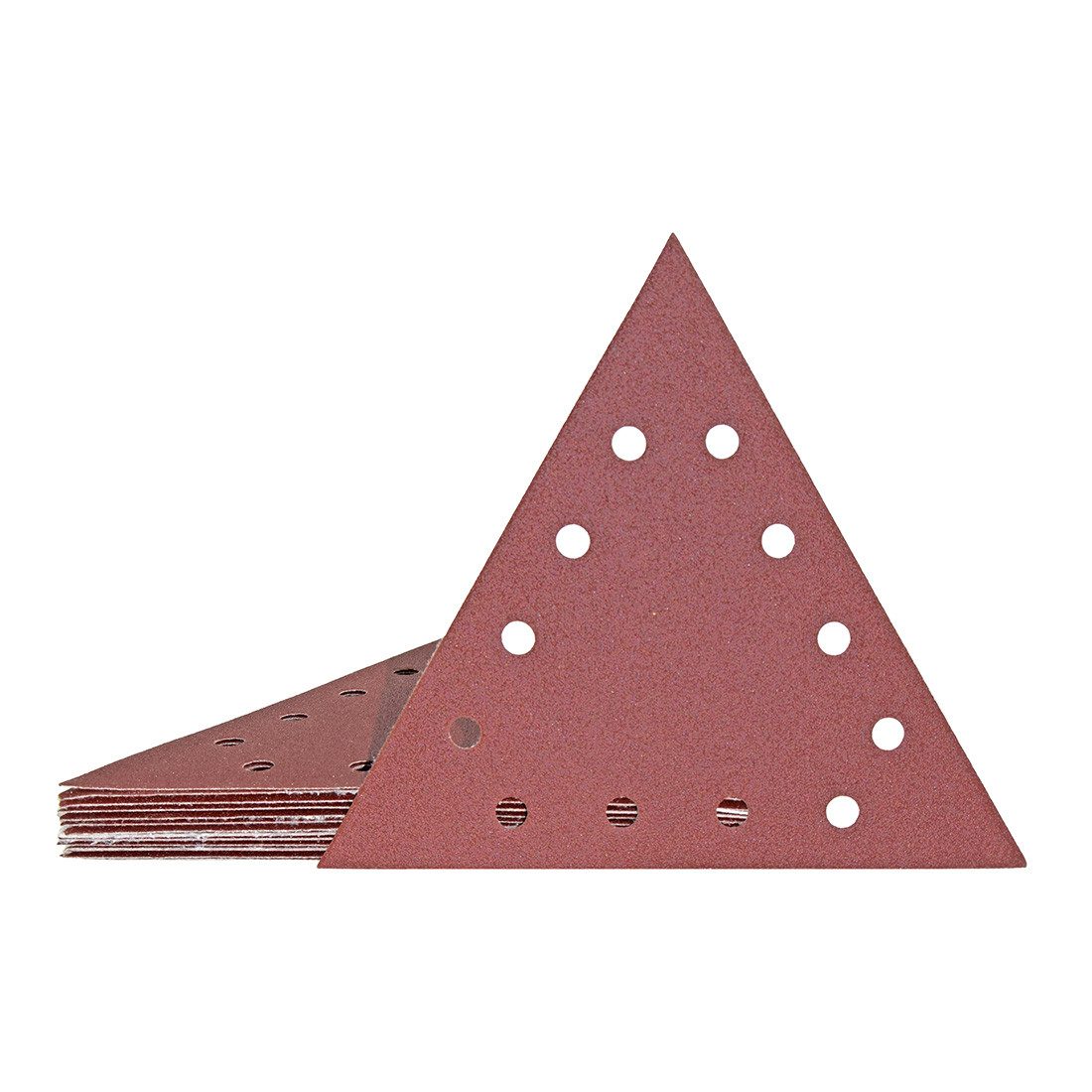 MioTools Schleifdreieck 290 x 250 mm 12-Loch Klett-Schleifscheiben für Trockenbauschleifer, Normalkorund, 10 Stk., K36