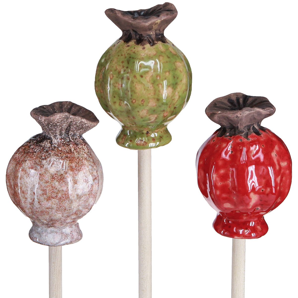 Viana Gartenstecker Blumenstecker Holz Keramik Mohn günstig online kaufen