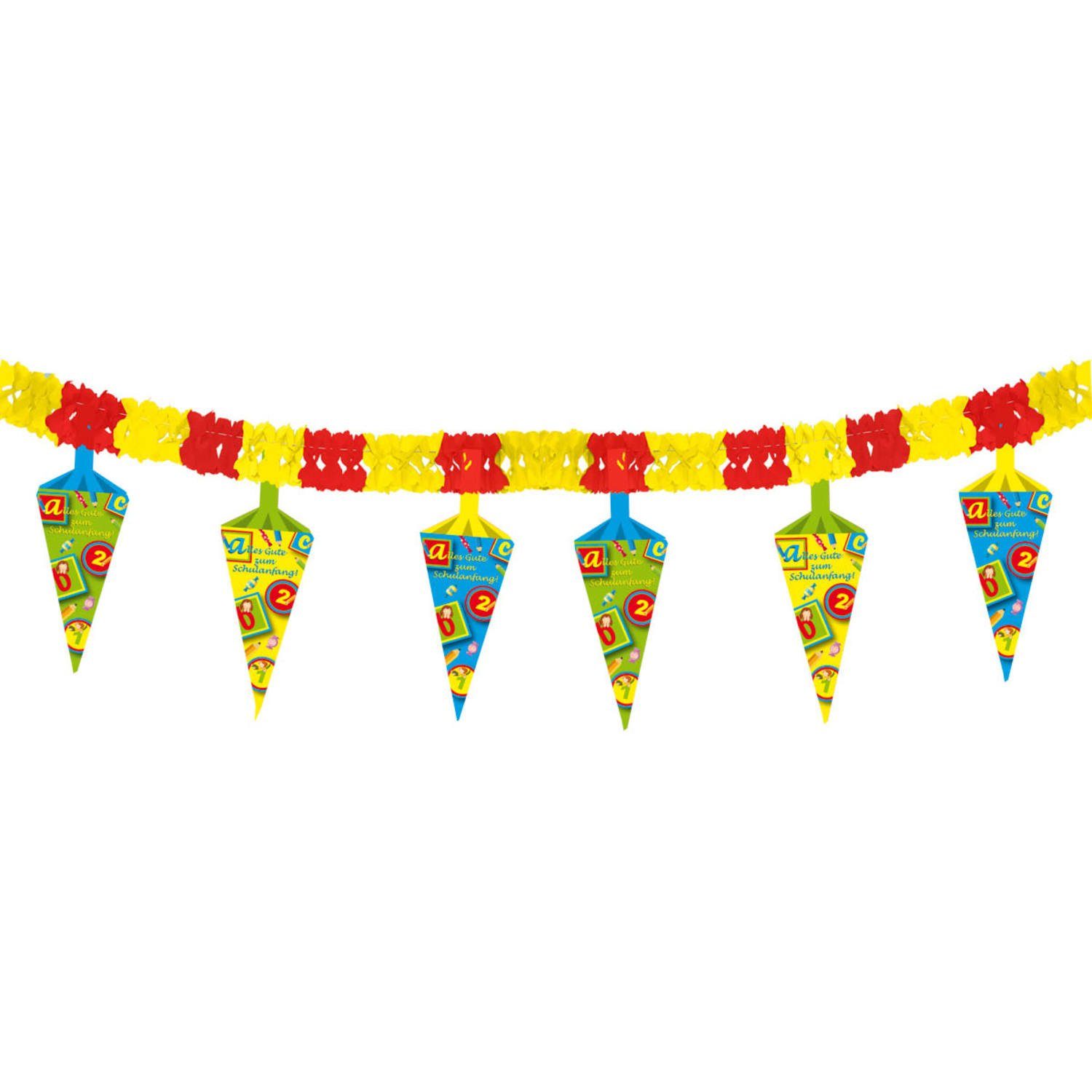 Folia Hängedekoration FOLAT Girlande Schulanfang mit 6 Schultüten bunt 4m