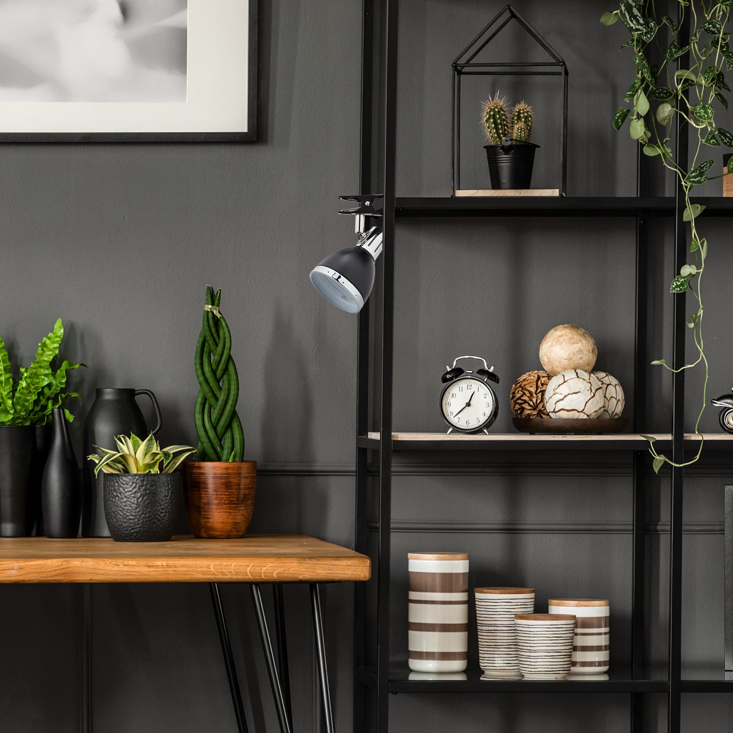 relaxdays Klemmleuchte Klemmspot Retro schwarz günstig online kaufen