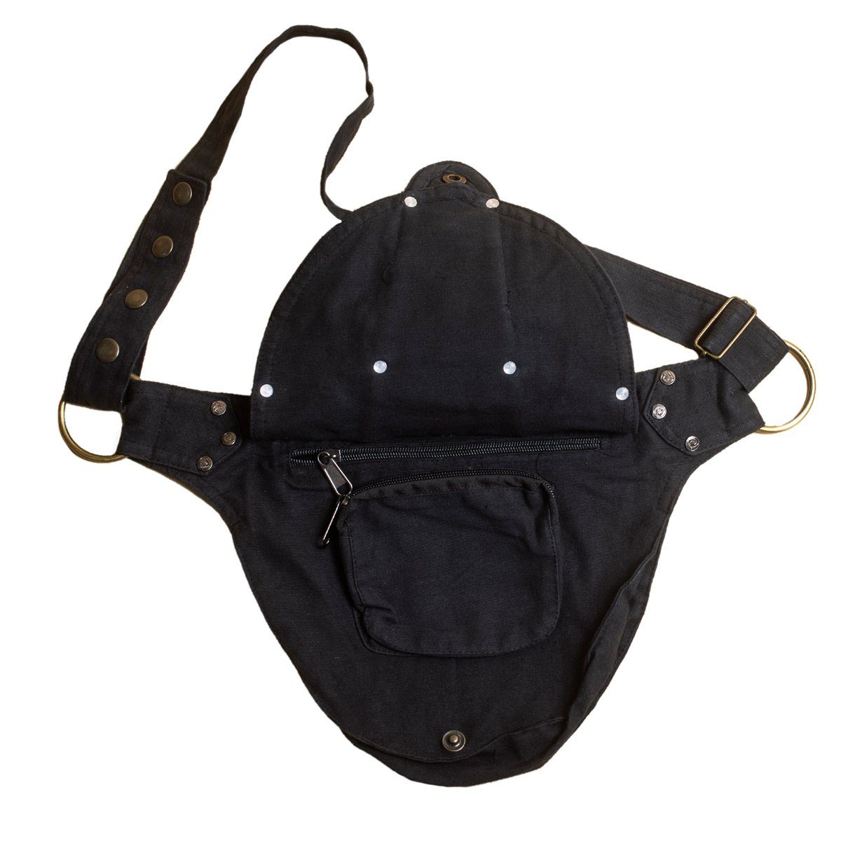Hüfttasche, oder fester PANASIAM Innentaschen 2 als aus tragen Gürteltasche sich Umhängetasche lässt kleine Bauchtasche Schwarz Bauchtasche mit Geräumige Baumwolle
