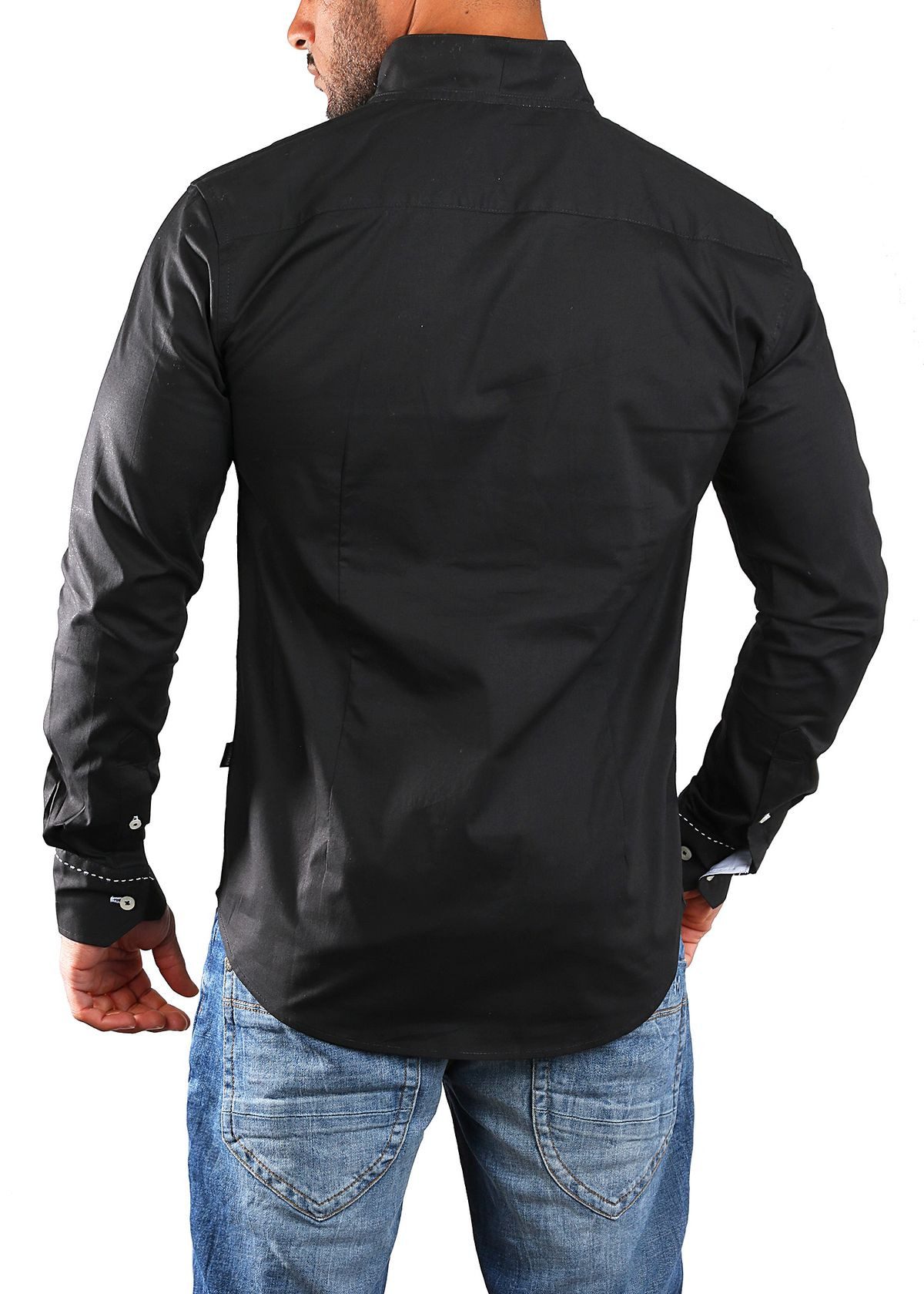 CARISMA Langarmhemd Herren langarm Stehkragen Hemd H-902-regular fit Regular Langarm Stehkragen Uni – Bild 3 von 4