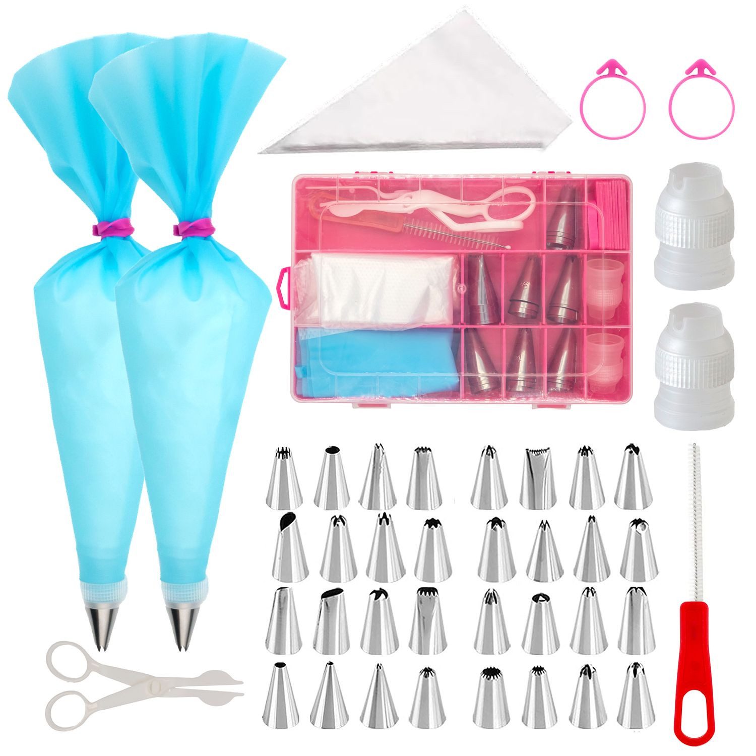 Intirilife Spritztüllen, Edelstahl, (Set, 52-tlg., Spritztüllen mit verschiedenen Aufsätzen), 52-teiliges Spritzbeutel Set mit Aufbewahrungsbox 19.5 x 14 x 3.5 cm