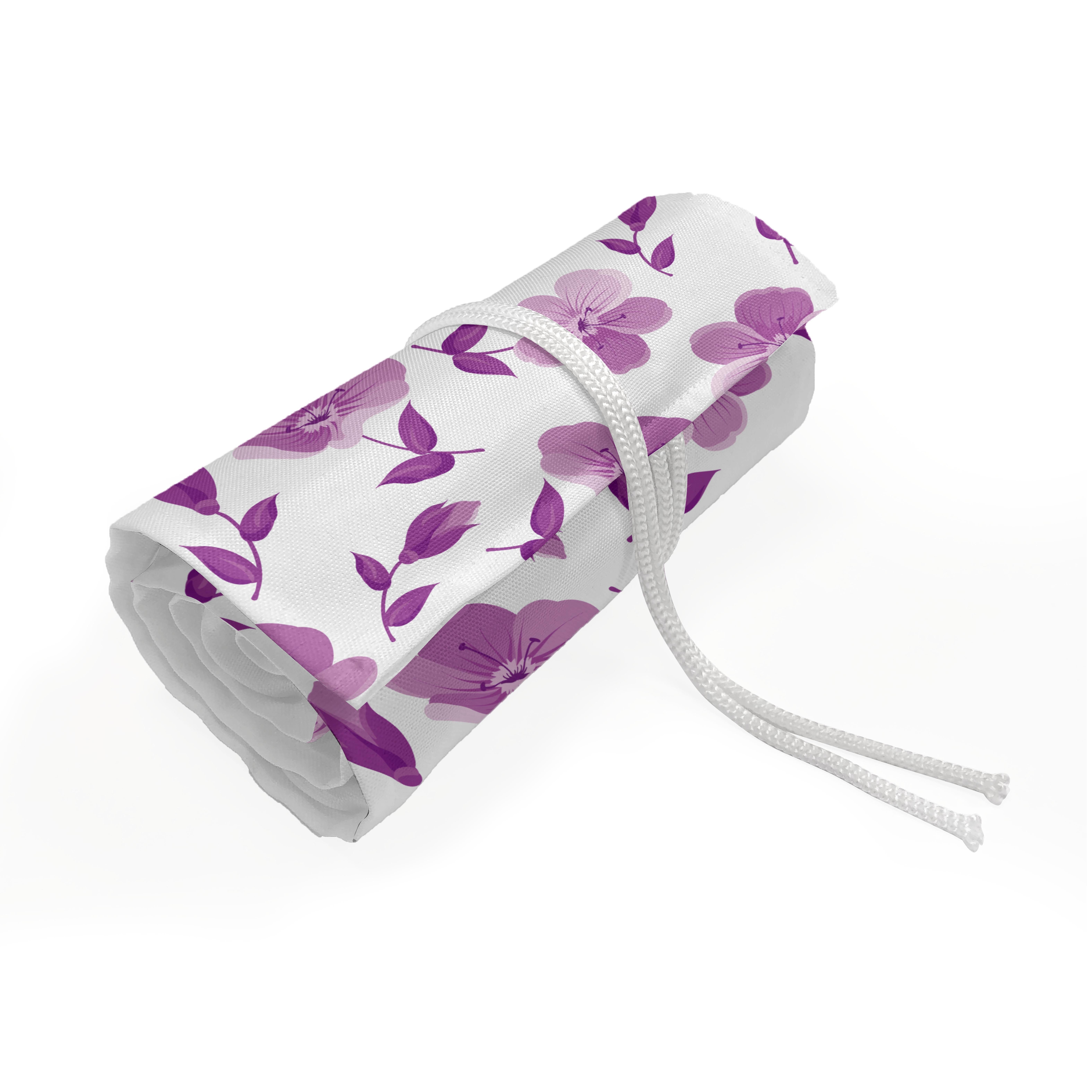 Abakuhaus Federmäppchen langlebig und tragbar Segeltuch Stiftablage Organizer, Romantisch Blumenbraut Muster Violett und Weiß