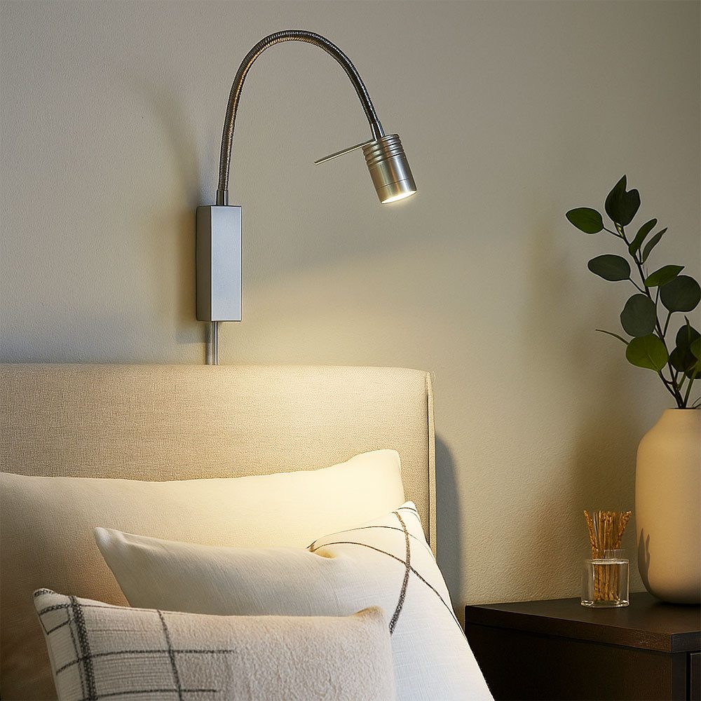 FISCHER & HONSEL LED Wandleuchte, LED-Leuchtmittel fest verbaut, Warmweiß, Wandlampe Bettleuchte Schlafzimmerlampe flexibel LED Leselampe