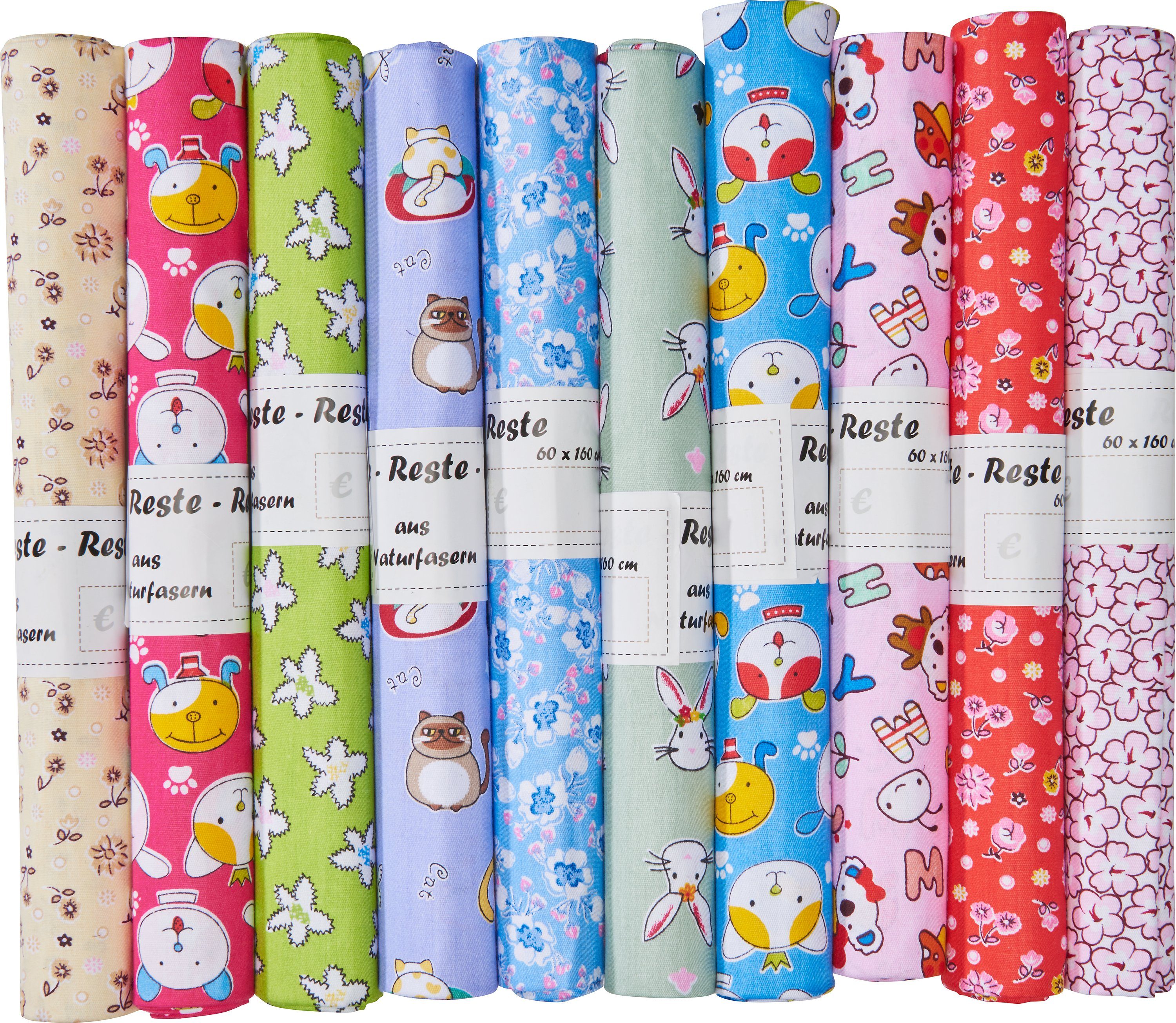 Stoff Stoffreste-Paket Coupons, 10 Stück á 160 cm x 60 cm