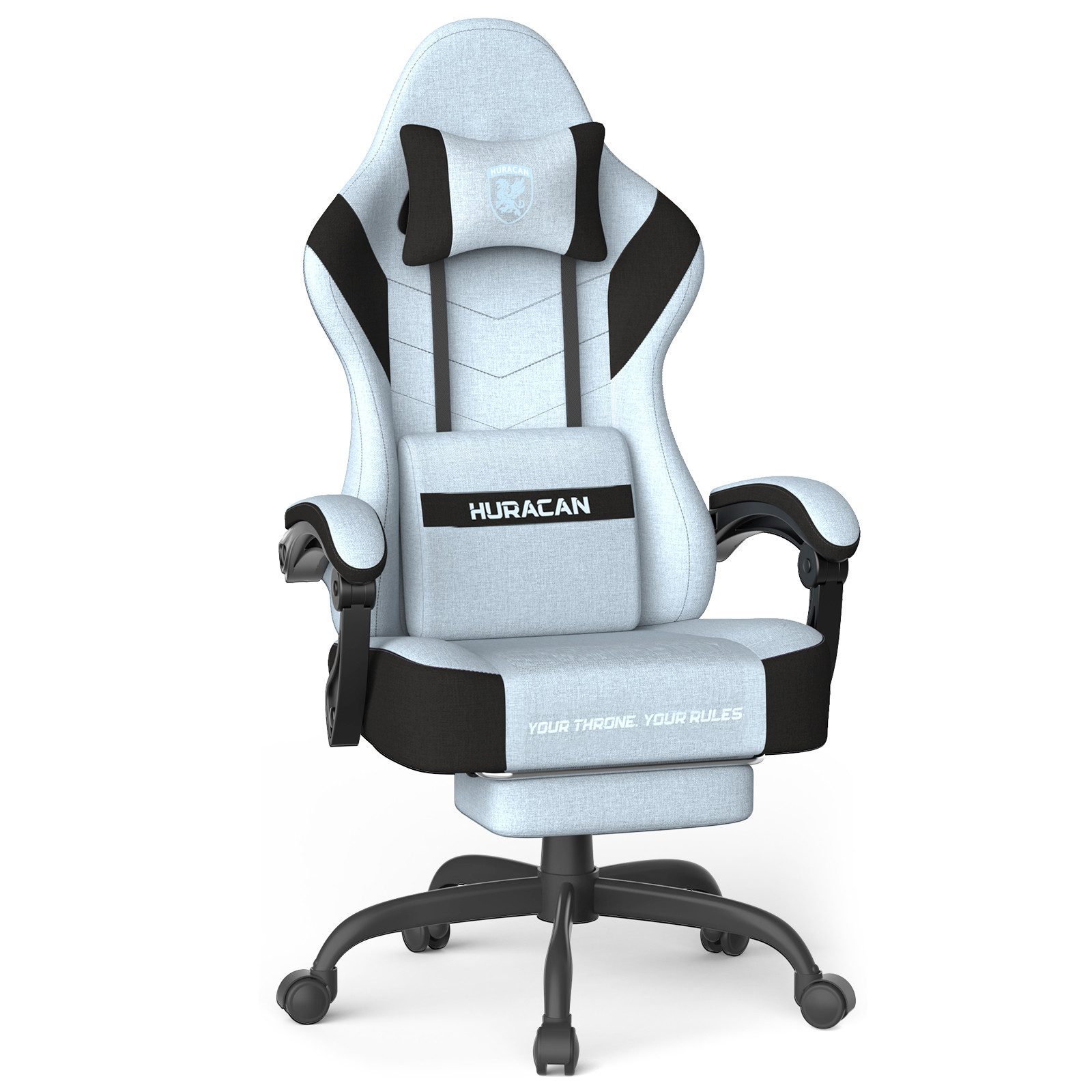 Huracan Gaming-Stuhl PC Stuhl,Gaming Sessel,mit Kopfstütze,Lumbarstütze,Fußstütze (Ergonomischer Gaming-Stuhl,90°–135° Neigung), 360° Drehbarer,ergonomisch Gamer Stuhl