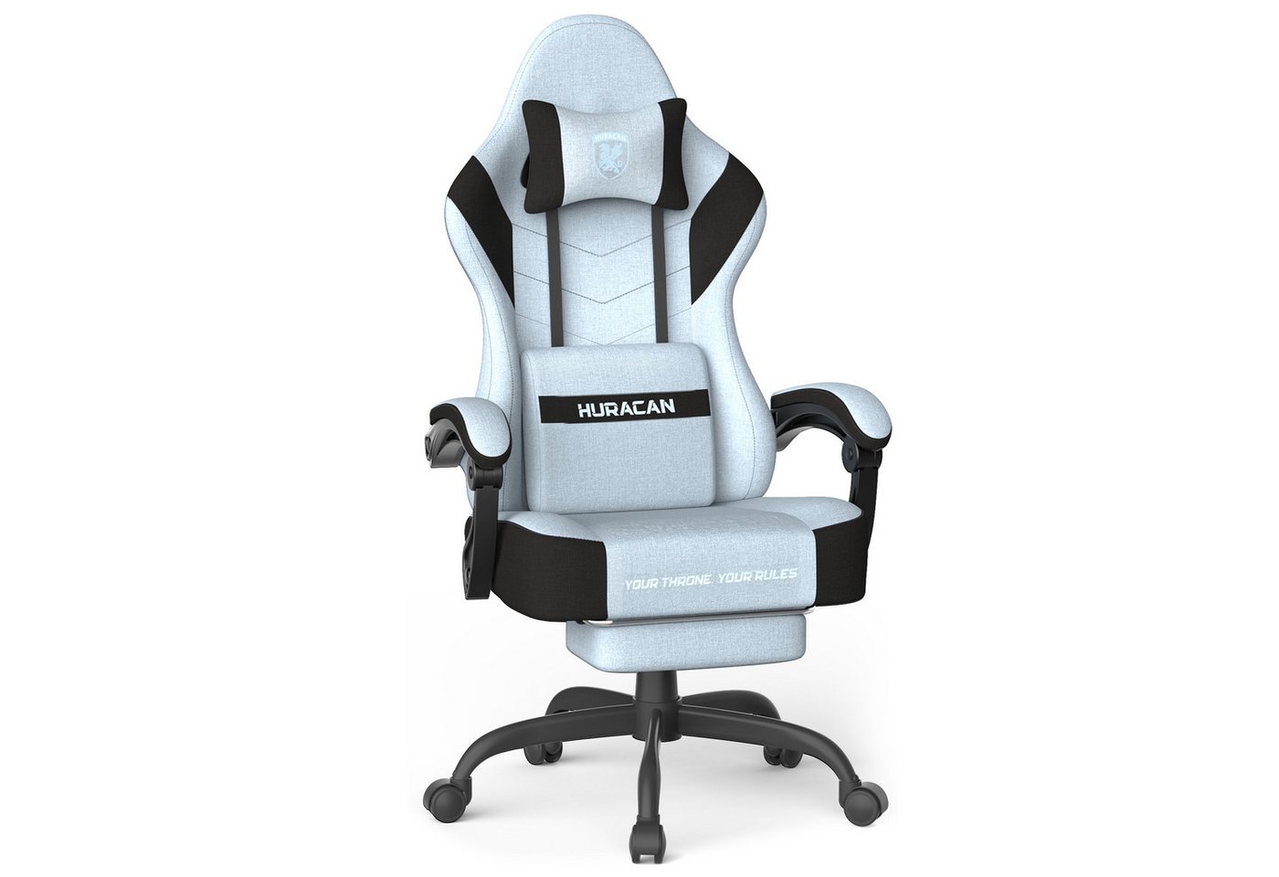 Huracan Gaming-Stuhl PC Stuhl,Gaming Sessel,mit Kopfstütze,Lumbarstütze,Fußstütze (Ergonomischer Gaming-Stuhl,90°–135° Neigung), 360° Drehbarer,ergonomisch Gamer Stuhl
