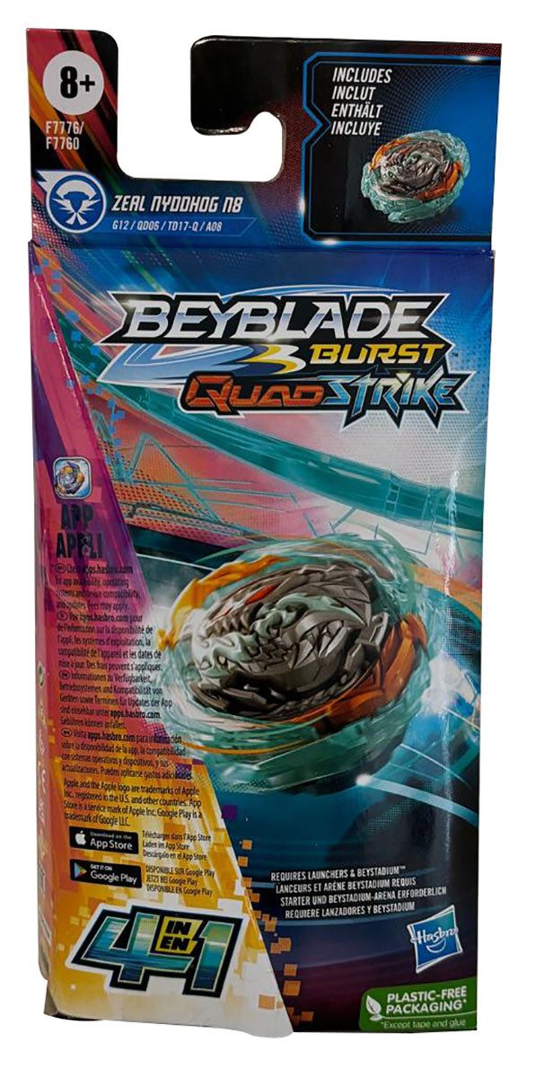 Beyblade Speed-Kreisel Beyblade Burst QuadStrike, Zeal Nyddhog N8, 4-in-1 Angriffs-Kreisel