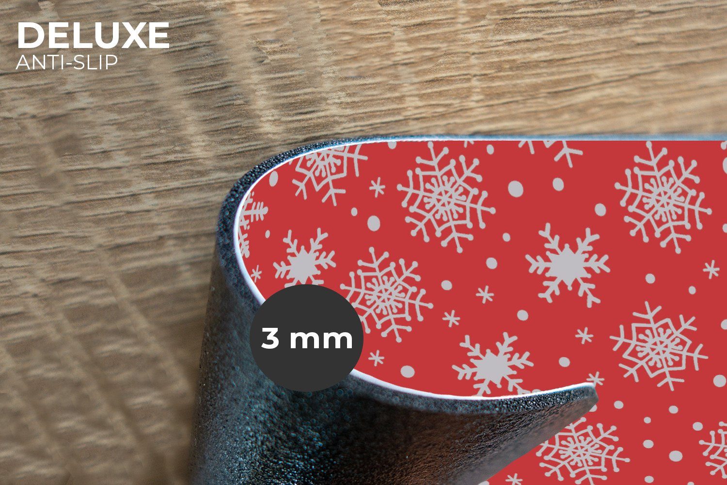MuchoWow Platzset Muster - Schneeflocke - Weihnachten - Rot - Weiß, (6-St), Platzsets, Tischset, Abwaschbar, Tischsets, Platzdeckchen