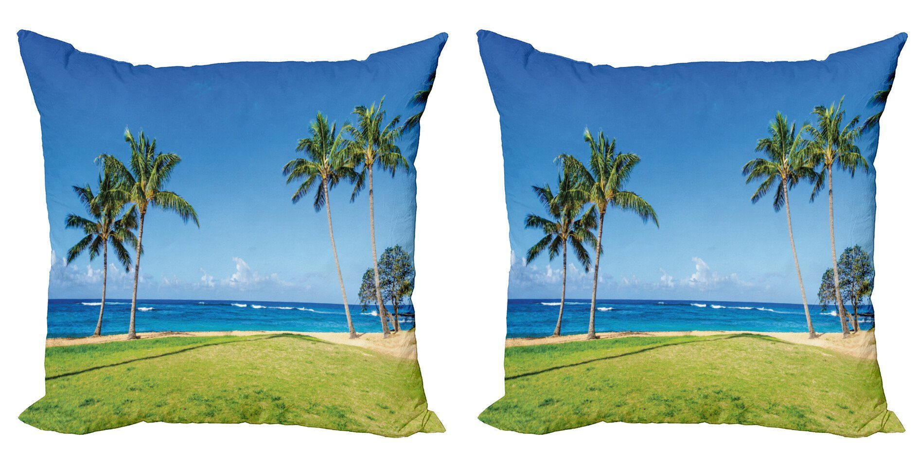Kissenbezüge Modern Accent Doppelseitiger Digitaldruck, Abakuhaus (2 Stück), Tropisch Kokosnuss-Palme Hawaii