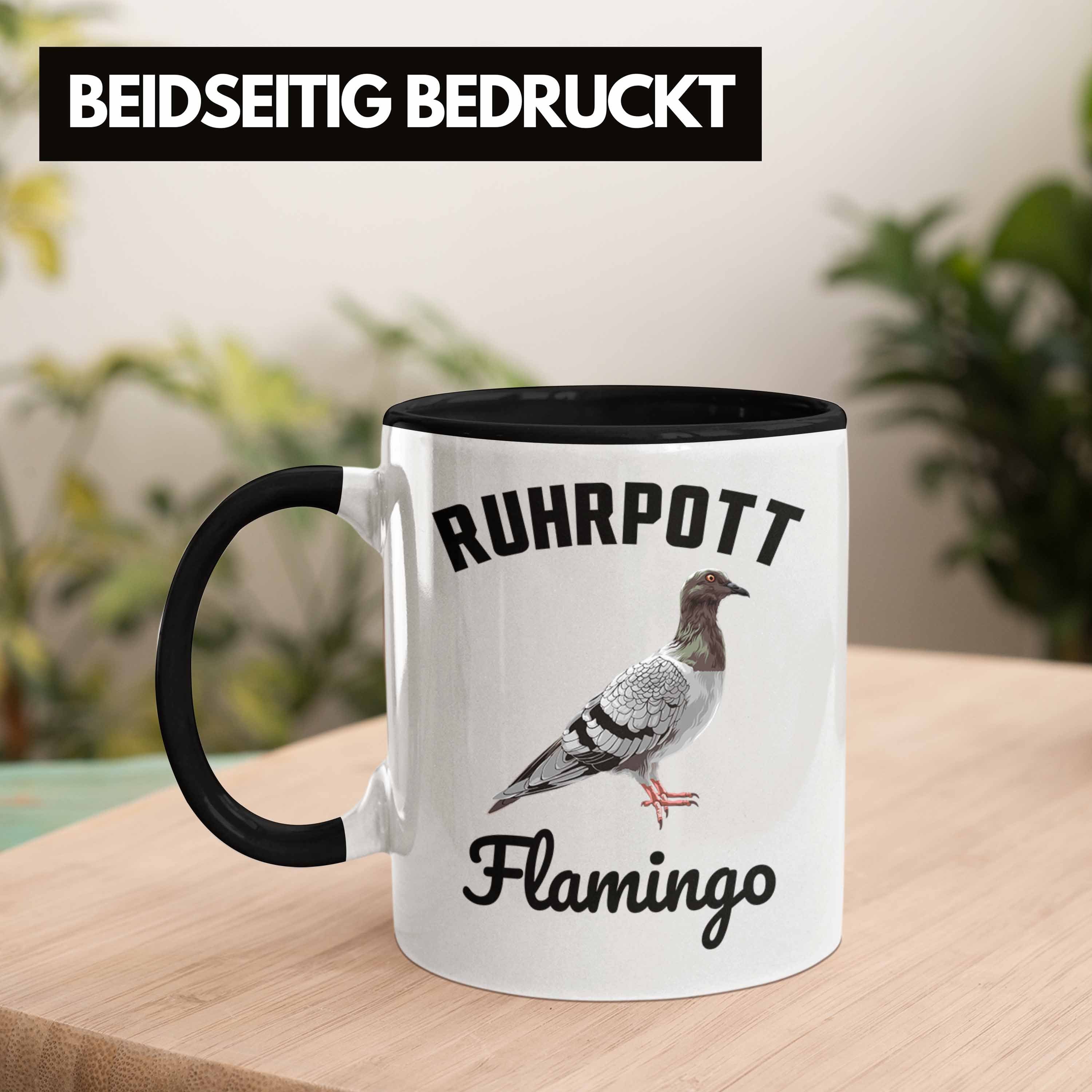 Trendation Trendation Zaubenzucht Taubenflüsterer Flamingo Geschenk - Spruch Tasse Becher Taubenzüchter Tasse Schwarz Tauben Ruhrpott Lustiger Zubehör