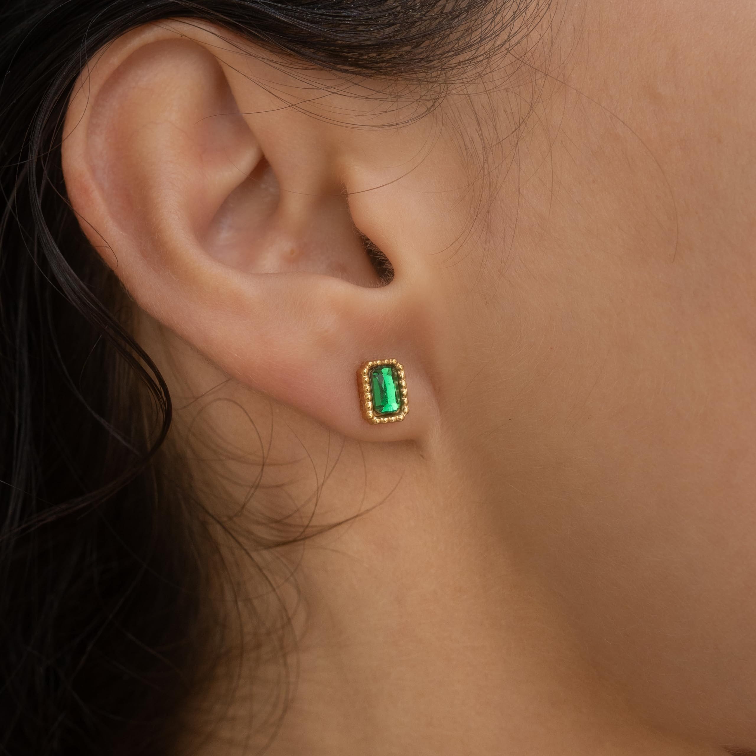 Made by Nami Ohrstecker-Set Grüne Edelstein Ohrringe Gold aus Edelstahl Was günstig online kaufen