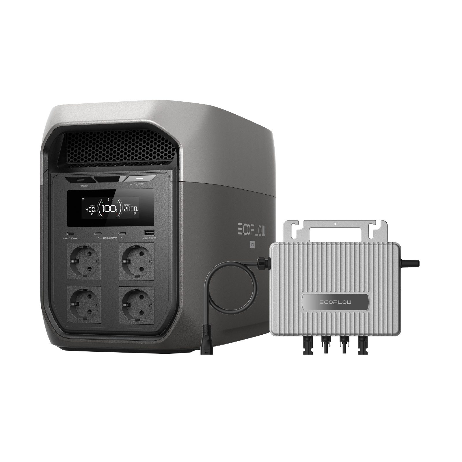 Ecoflow ECOFLOW DELTA 3 Max tragbare Powerstation, 2 048 Wh Solargenerator Powerstation, Solargenerator für Zuhause, Stromausfälle, Wohnmobil & Outdoor