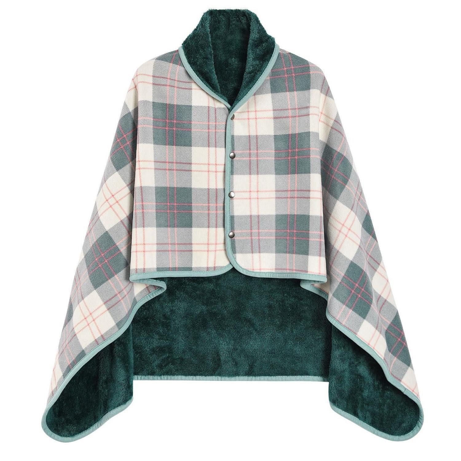 LuxusKollektion Fleeceschal Schal Oversized Poncho Cape Pullover Fleece Grün, (1-St)