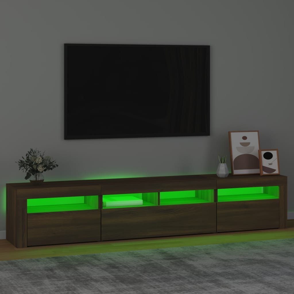 cm LED-Leuchten Braune TV-Schrank (1-St) 210x35x40 Braun Eichen-Optik Eiche mit vidaXL TV-Schrank