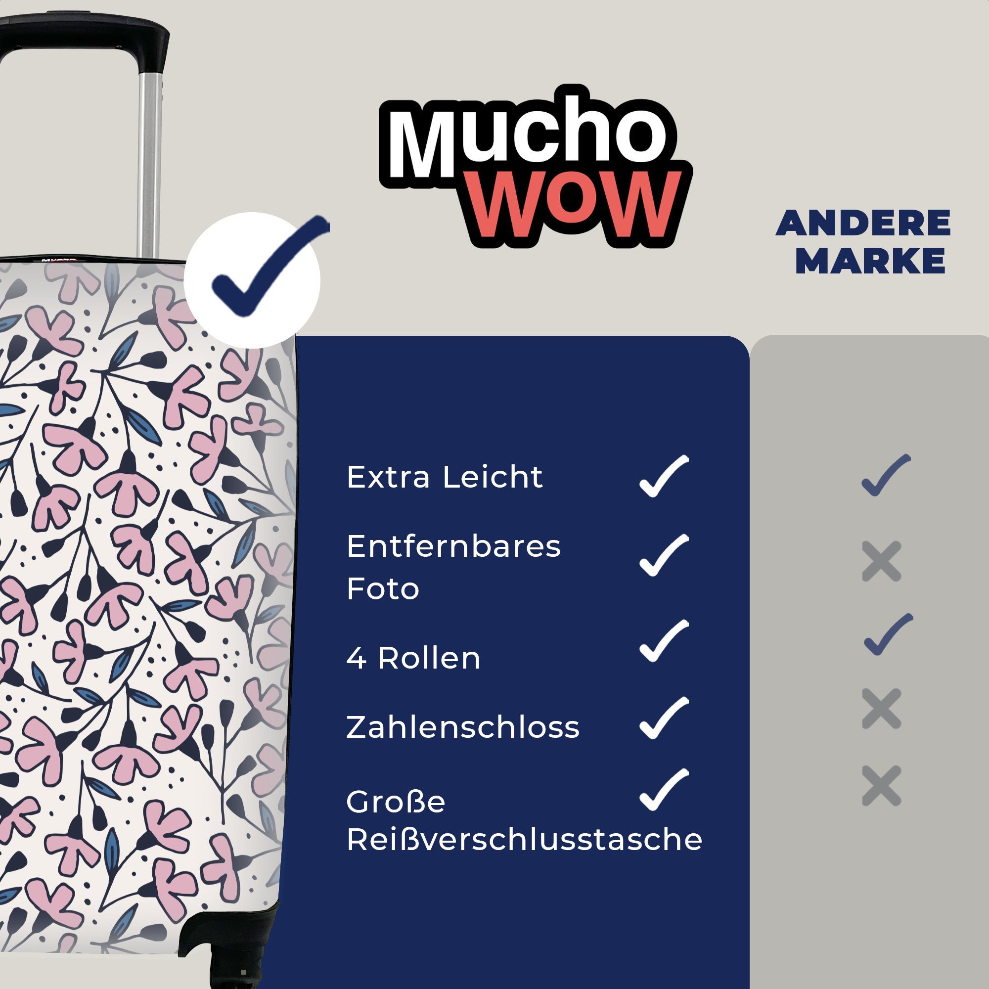 mit Mädchen, Blumen - - Mädchen Trolley, Mädchen Handgepäckkoffer - - Ferien, Rosa für rollen, Reisetasche Muster Rollen, MuchoWow Handgepäck Reisekoffer - - Kinder 4