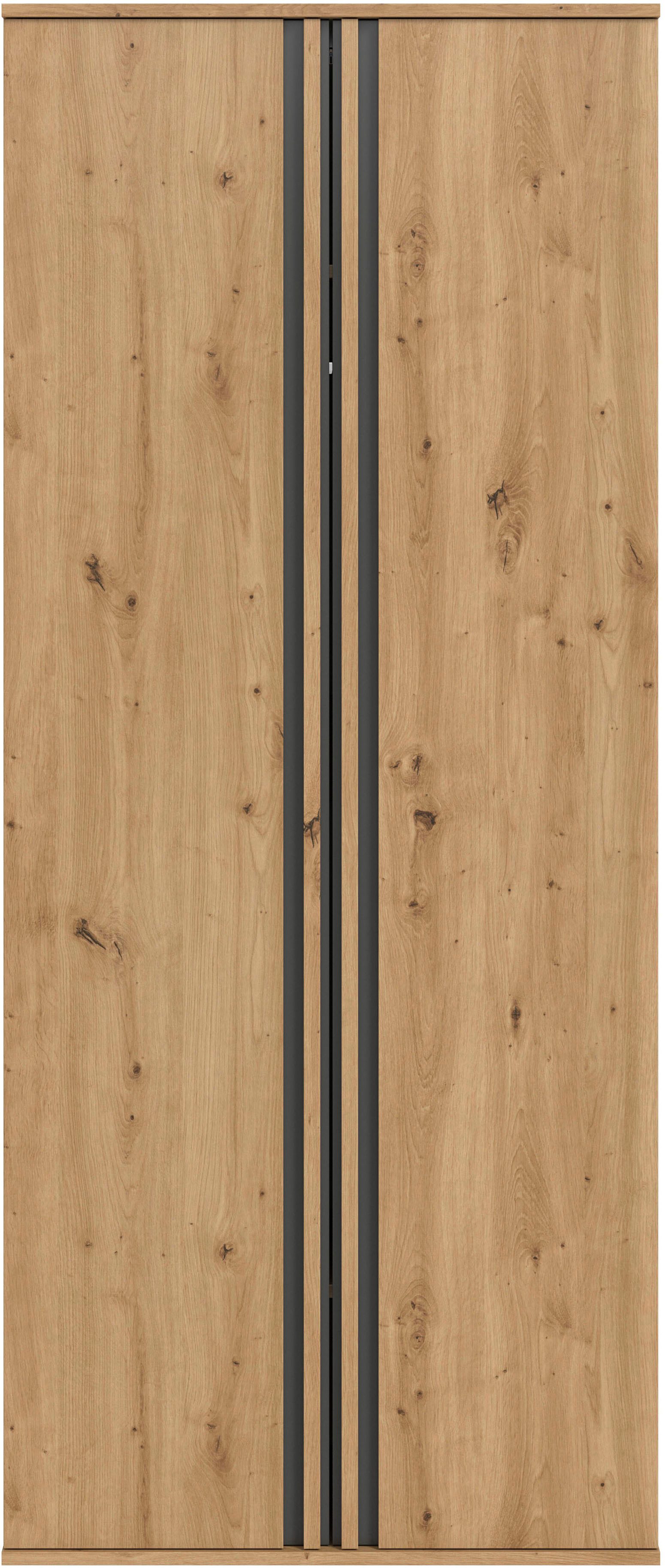 Home affaire Kleiderschrank ALVA, Breite 80 cm, mit griffloser Front in Paneeloptik, Schrank (Schlafzimmerschrank in weiteren Ausführungen erhältlich) 2 Türen, 1 Kleiderstange, 1 Einlegeboden