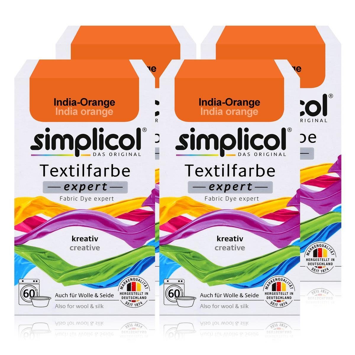 simplicol Textilfarbe Simplicol Textilfarbe expert India-Orange 150g - Farbe zum Färben (4er