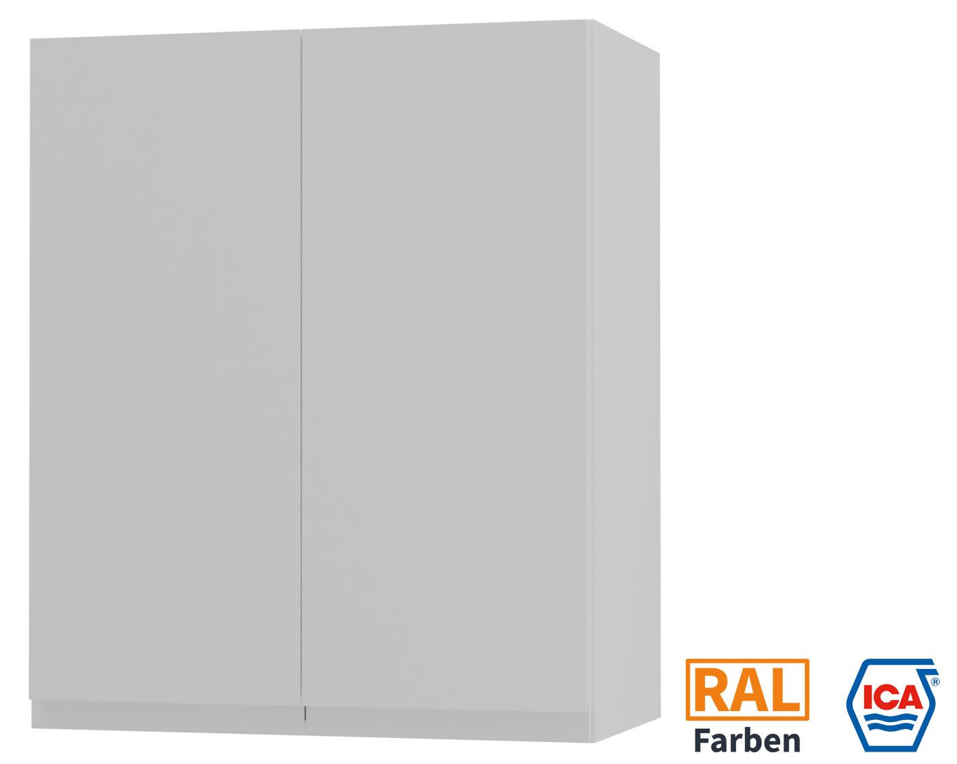 Feldmann-Wohnen Klapphängeschrank Florence (W3/60, 2-türig, 2 Einlegeböden, 1-St., puristische, grifflose Optik, lackierte Fronten, B/T/H 60x32,5x72cm) Weiß / RAL/ICA Wunschfarbe