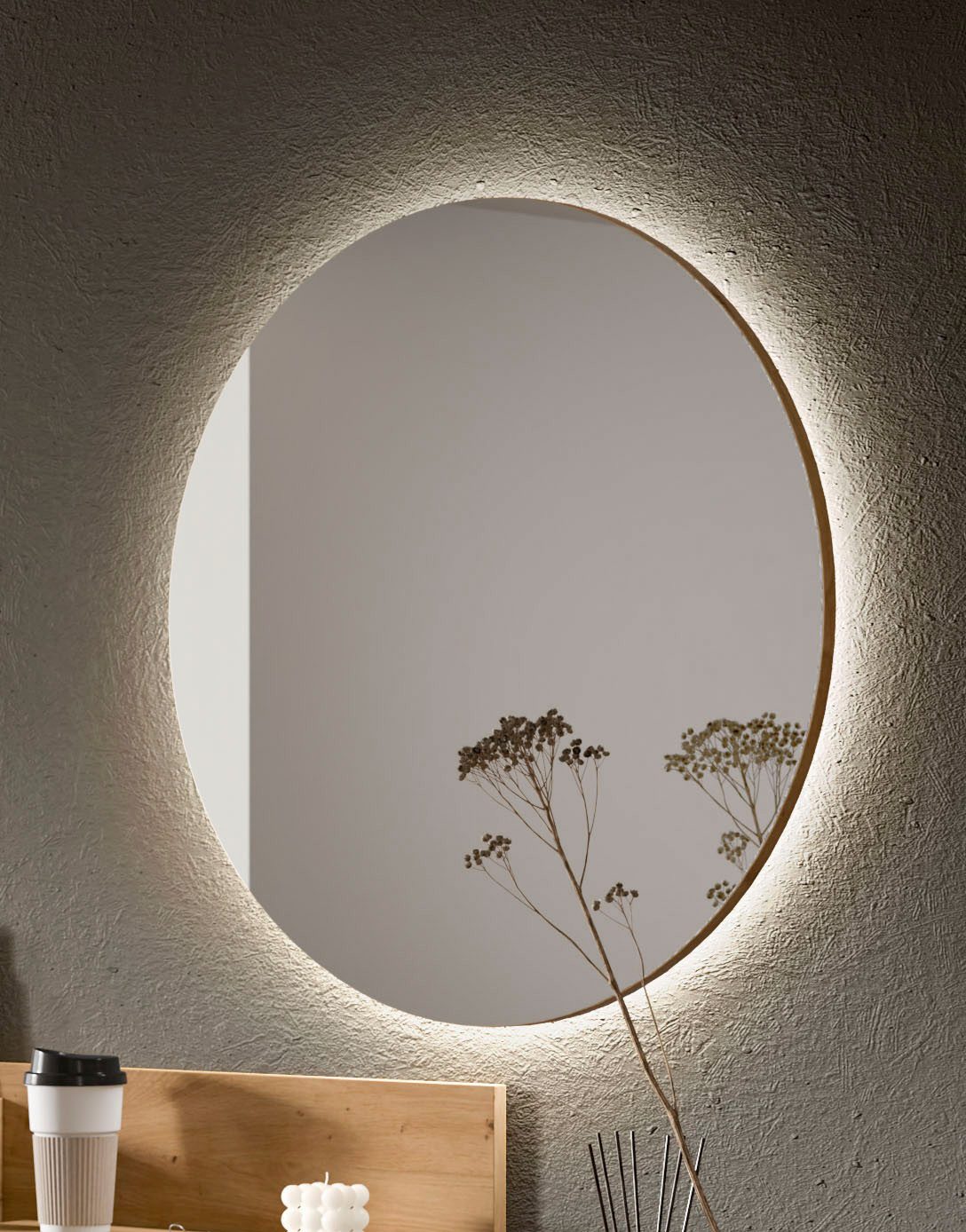 Home affaire Wandspiegel EVRID, rund, Durchmesser 70 cm (inklusive Beleucht günstig online kaufen