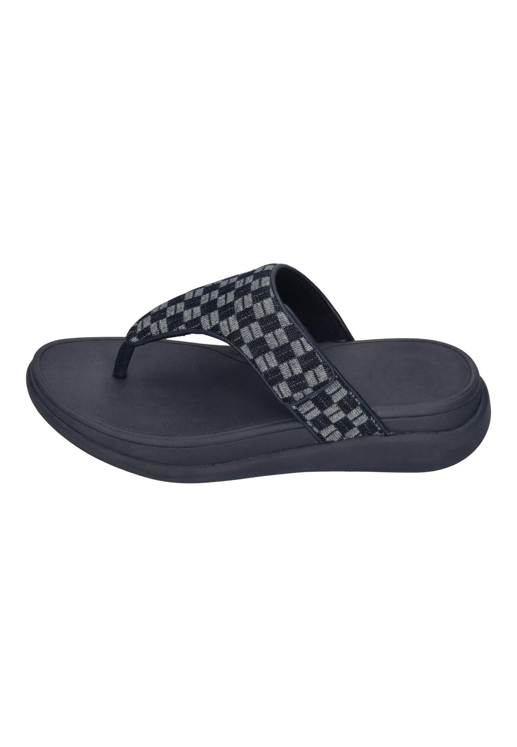 Fitflop F-MODE GO ADJ. CHECKERBOARD-DENIM TOE-POST SANDALS Zehentrenner Dark Denim