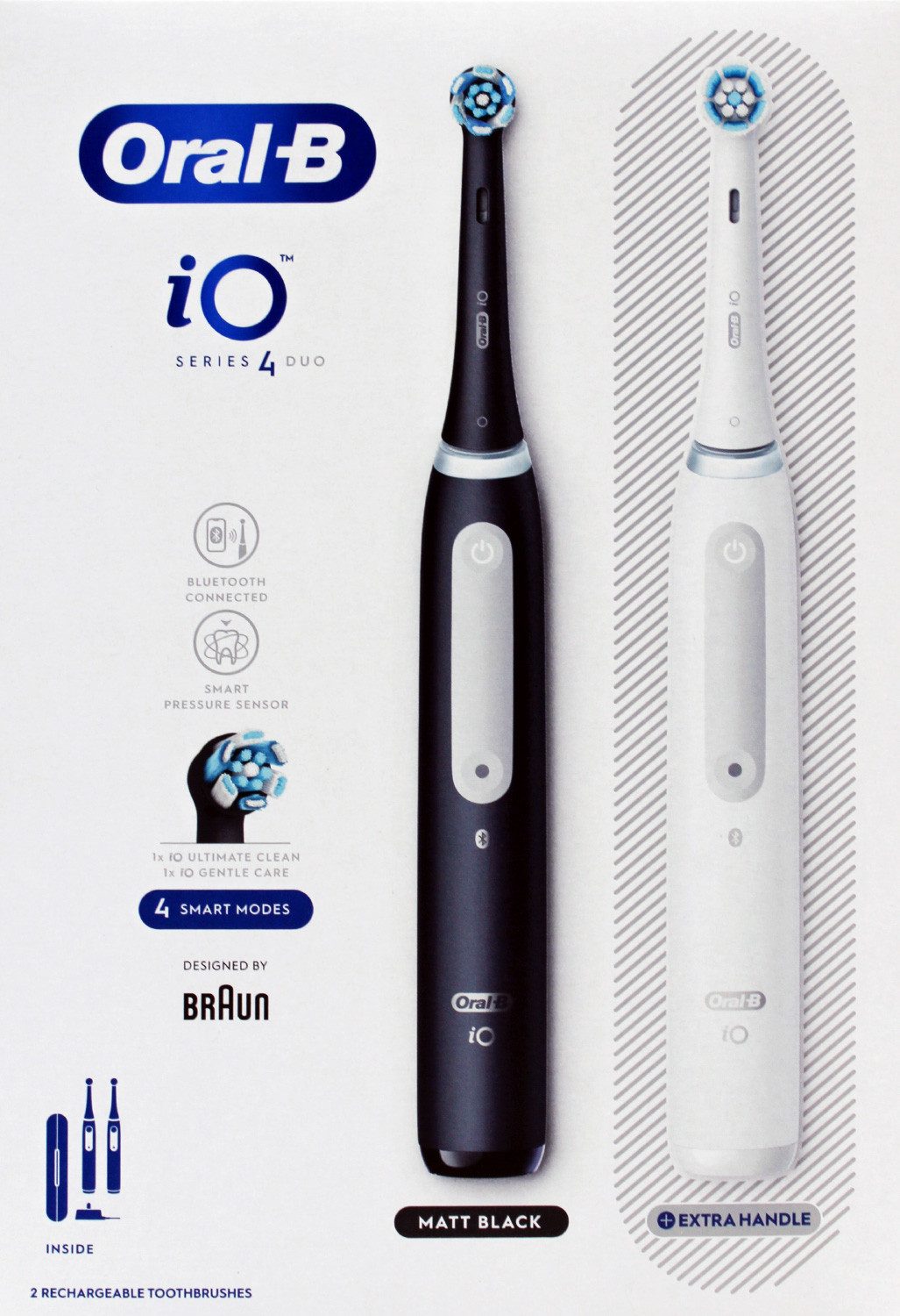 Braun Elektrische Zahnbürste Oral-B iO Series 4N 2er Set Elektr. Zahnbürste schwarz u. weiß