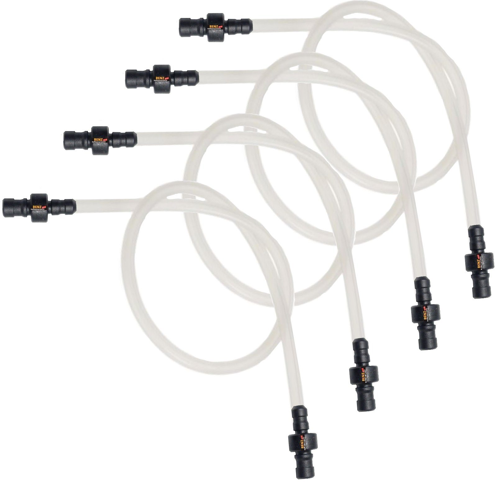 RENZ Milchschlauch Set 4 Stück a 30cm incl. Anschlussnippel, Zubehör für Melitta Kaffeevollautomaten, Schlauch ID= 3mm - AD 6mm