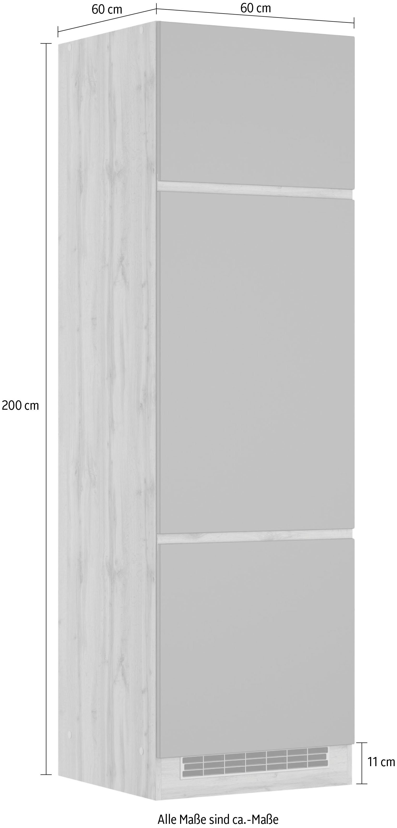 HELD MÖBEL Kühlumbauschrank wotaneiche Riesa cm, 60 MDF-Fronten Matt | Breite grau